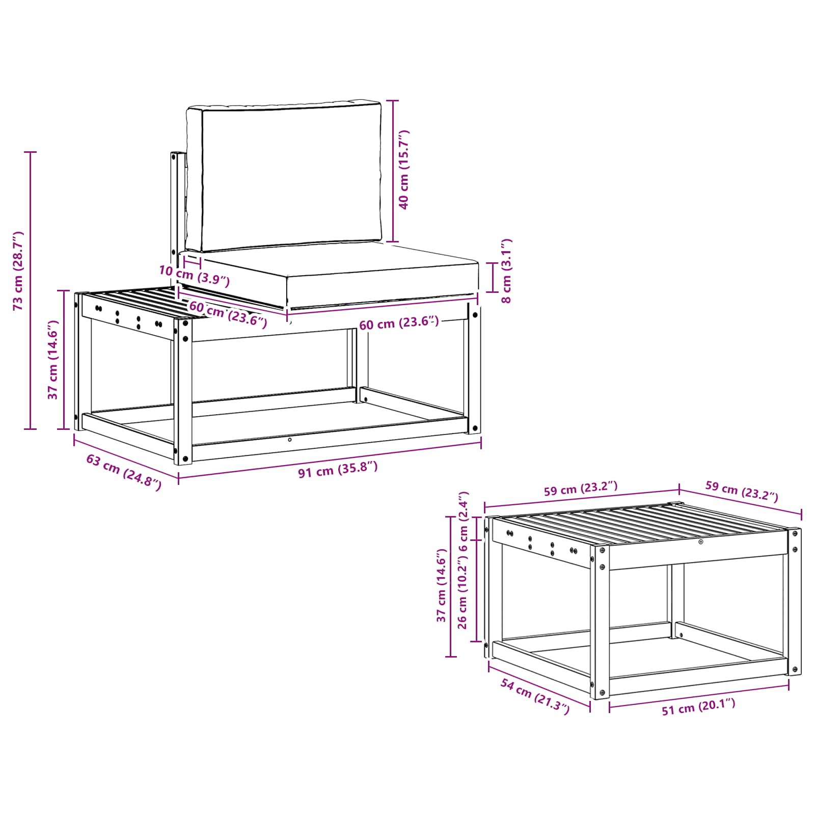Set vanjskih sofa 3 pcs Bijela i svjetlosiva Poliester