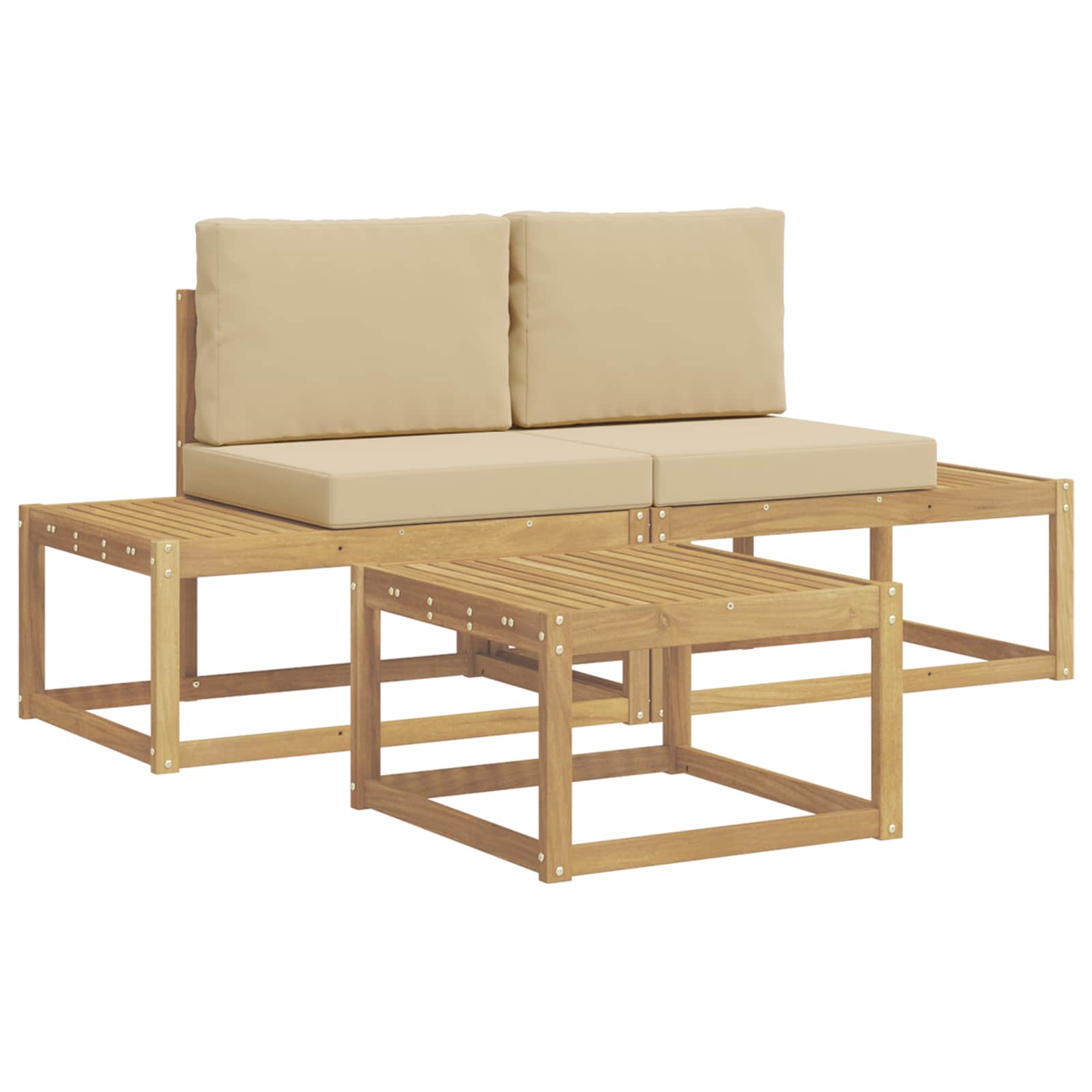 Set vanjskih sofa s jastukom 3 pcs Bijela i bež Poliester