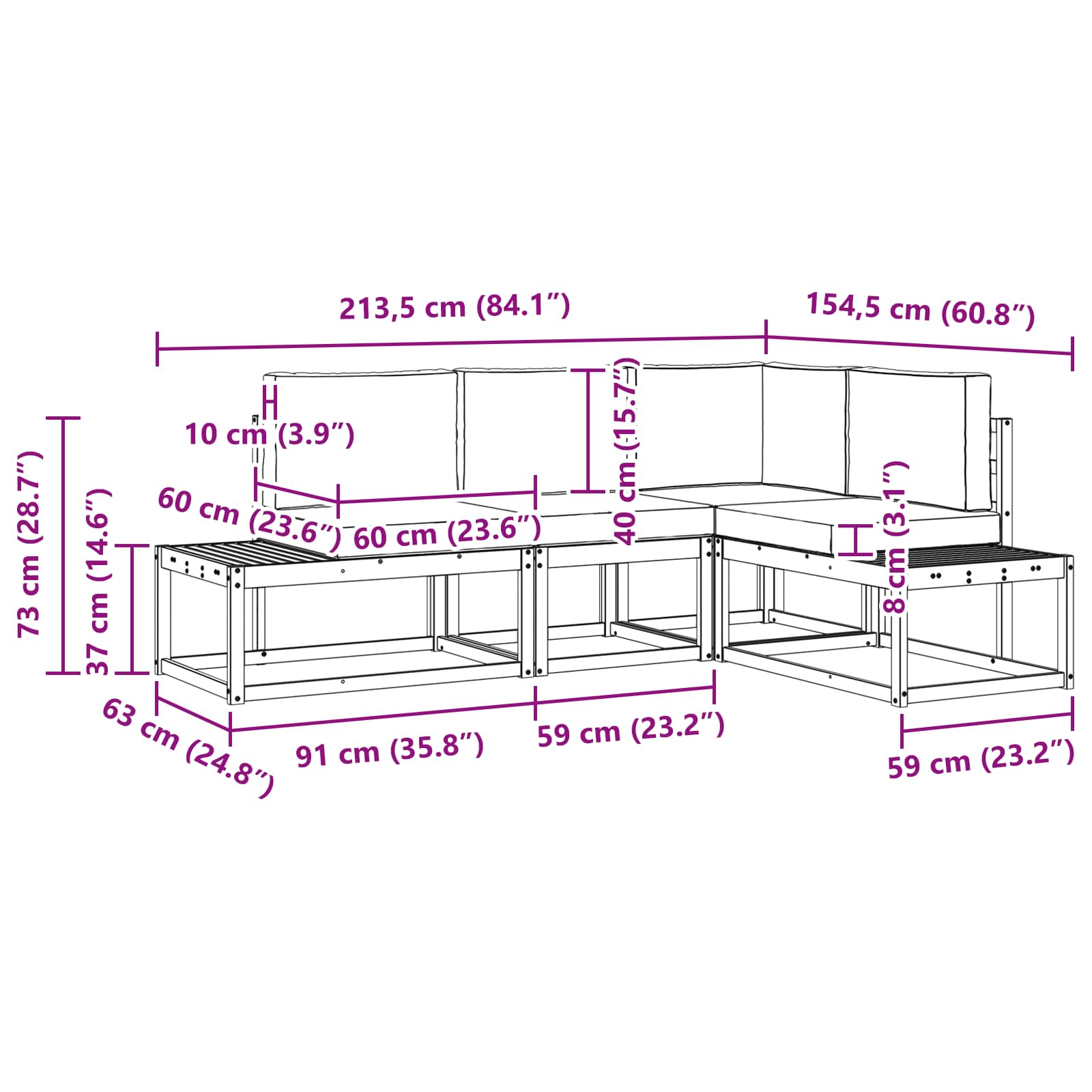 Set vanjskih sofa 3 Komad Bijela i krem Poliester