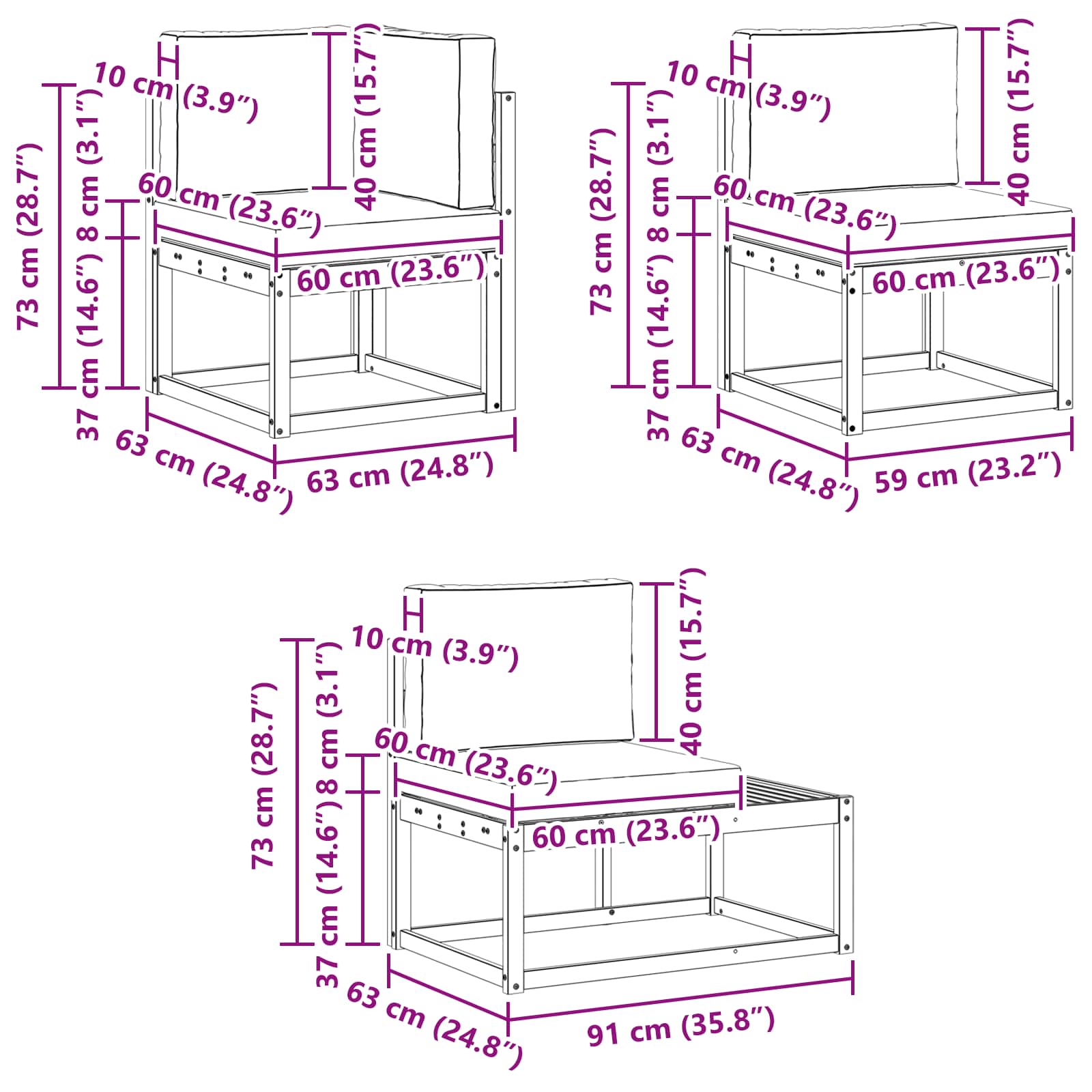 Set vanjskih sofa 4 Komad Bijela i krem Poliester