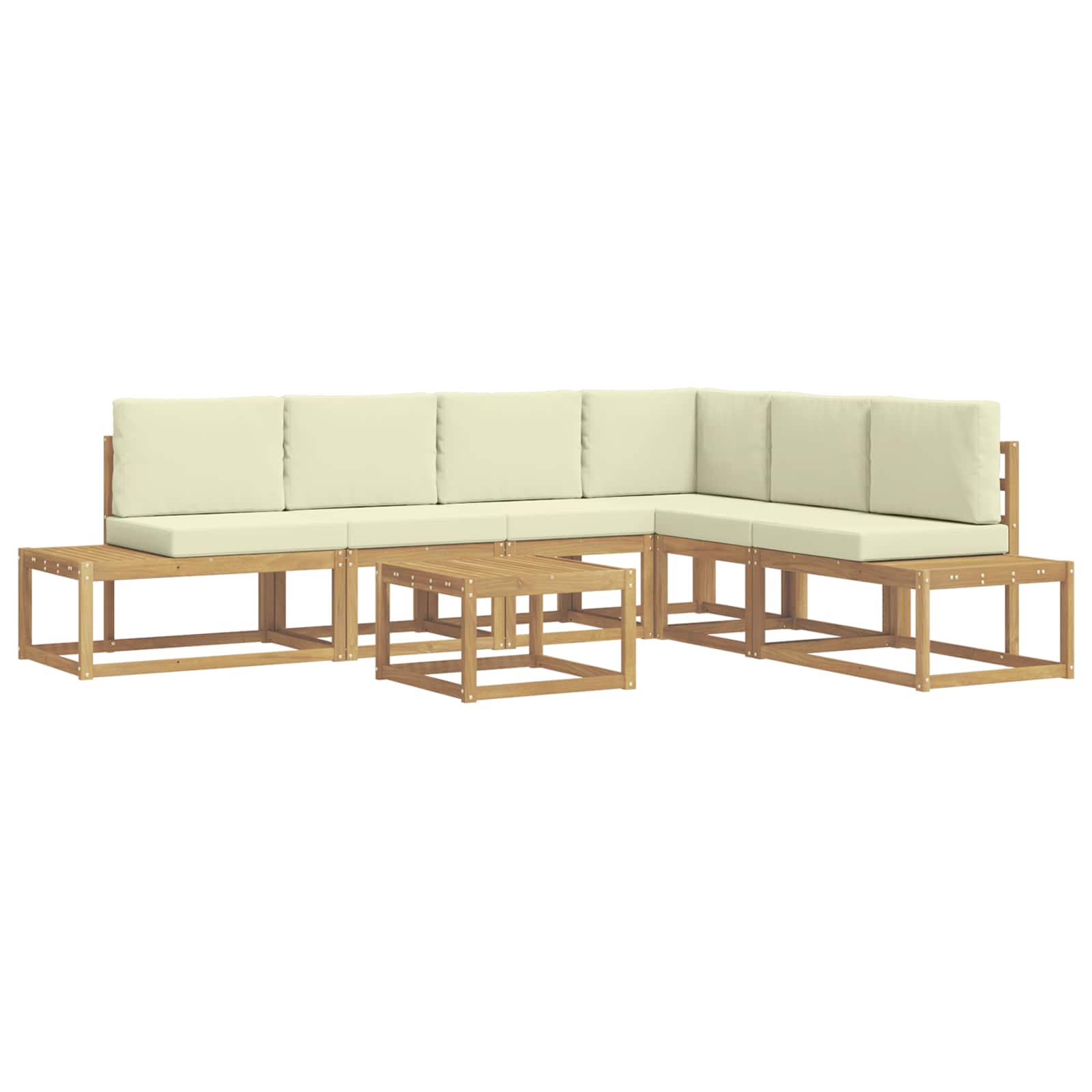 Set vanjskih sofa 5 Komad Bijela i krem Poliester