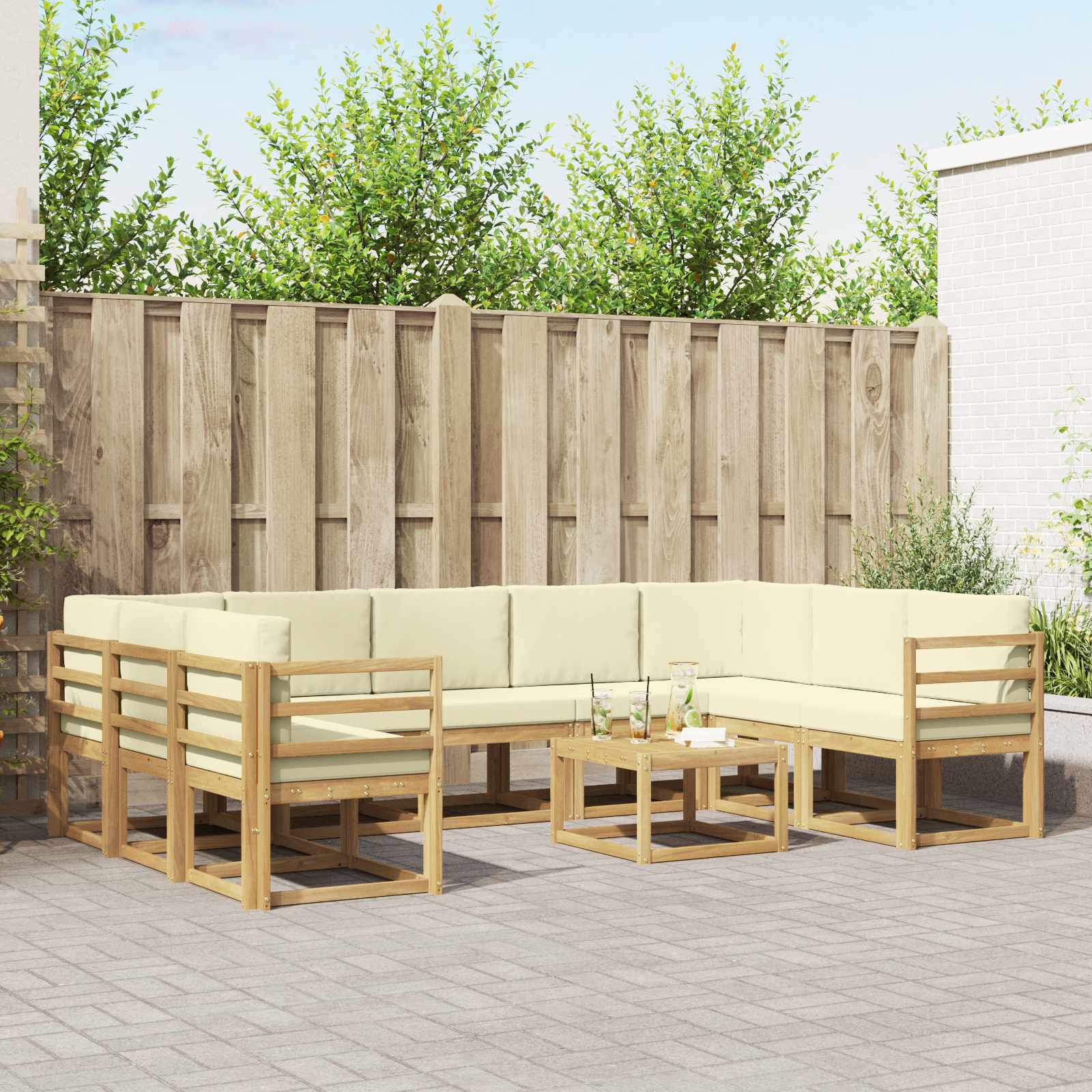 Set vanjskih sofa 10 pcs Bijela i krem 59 x 59 x 37 cm