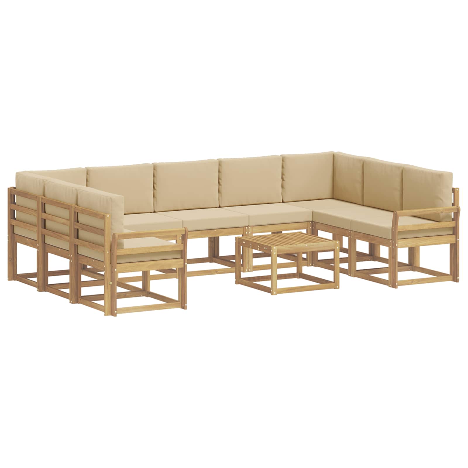 Set vanjskih sofa 10 pcs Bijela i bež 59 x 59 x 37 cm Poliester