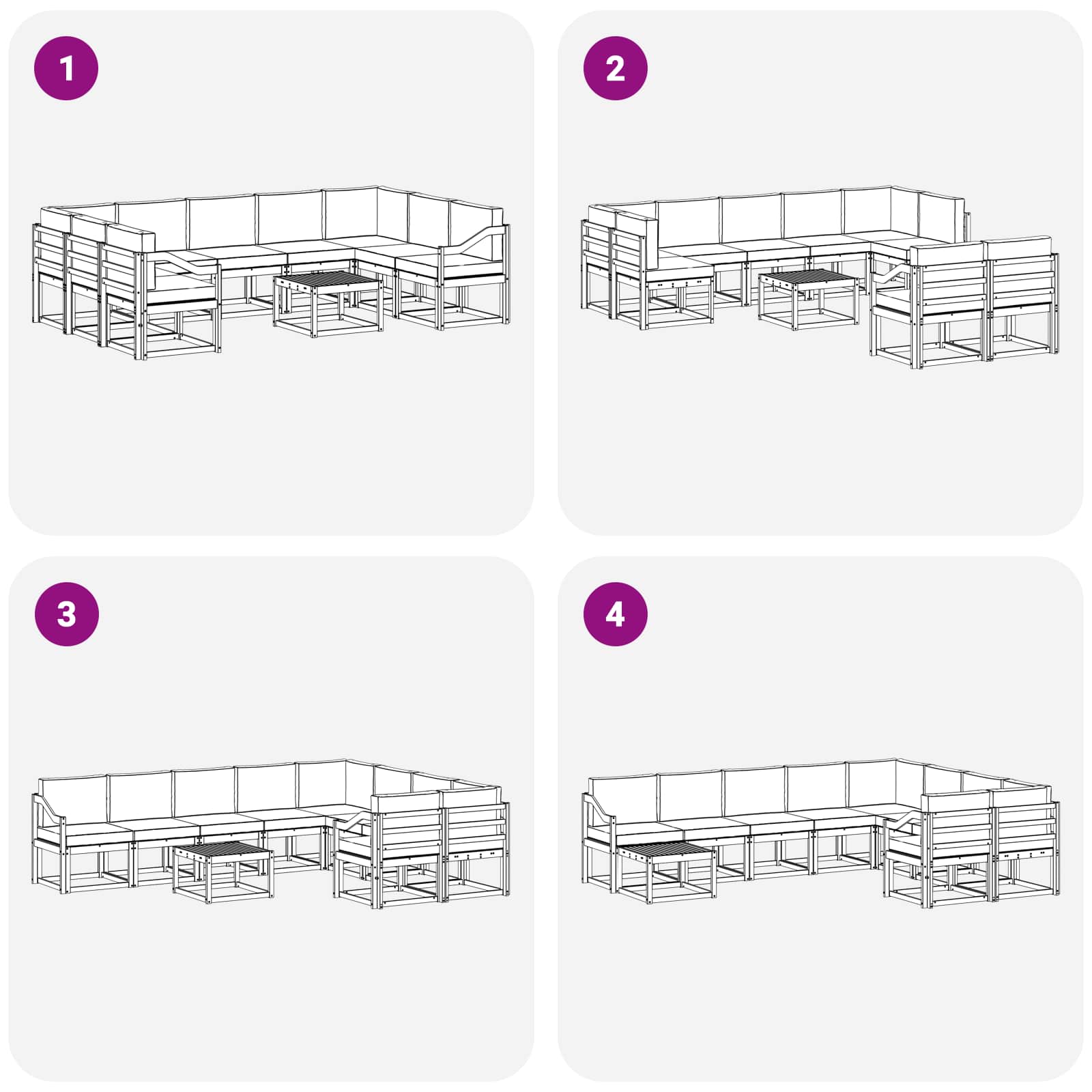 Set vanjskih sofa 10 pcs Bijela i antracit 59 x 59 x 37 cm