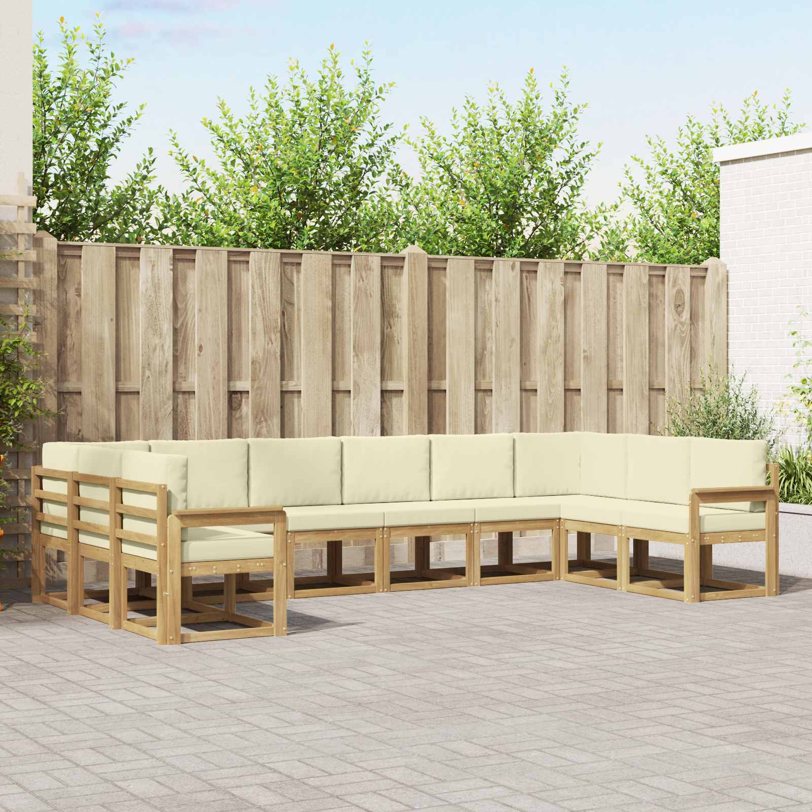 Set vanjskih sofa s jastukom 10 pcs Bijela i krem