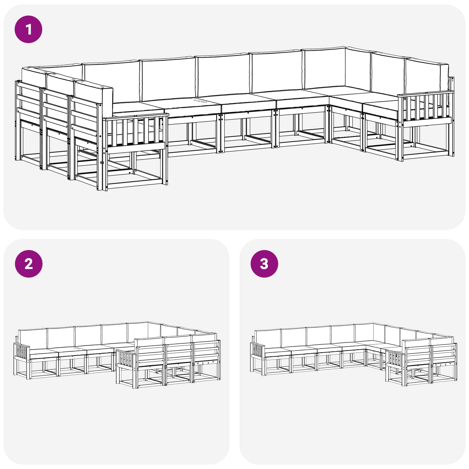 Set vanjskih sofa s jastukom 10 pcs Bijela i krem