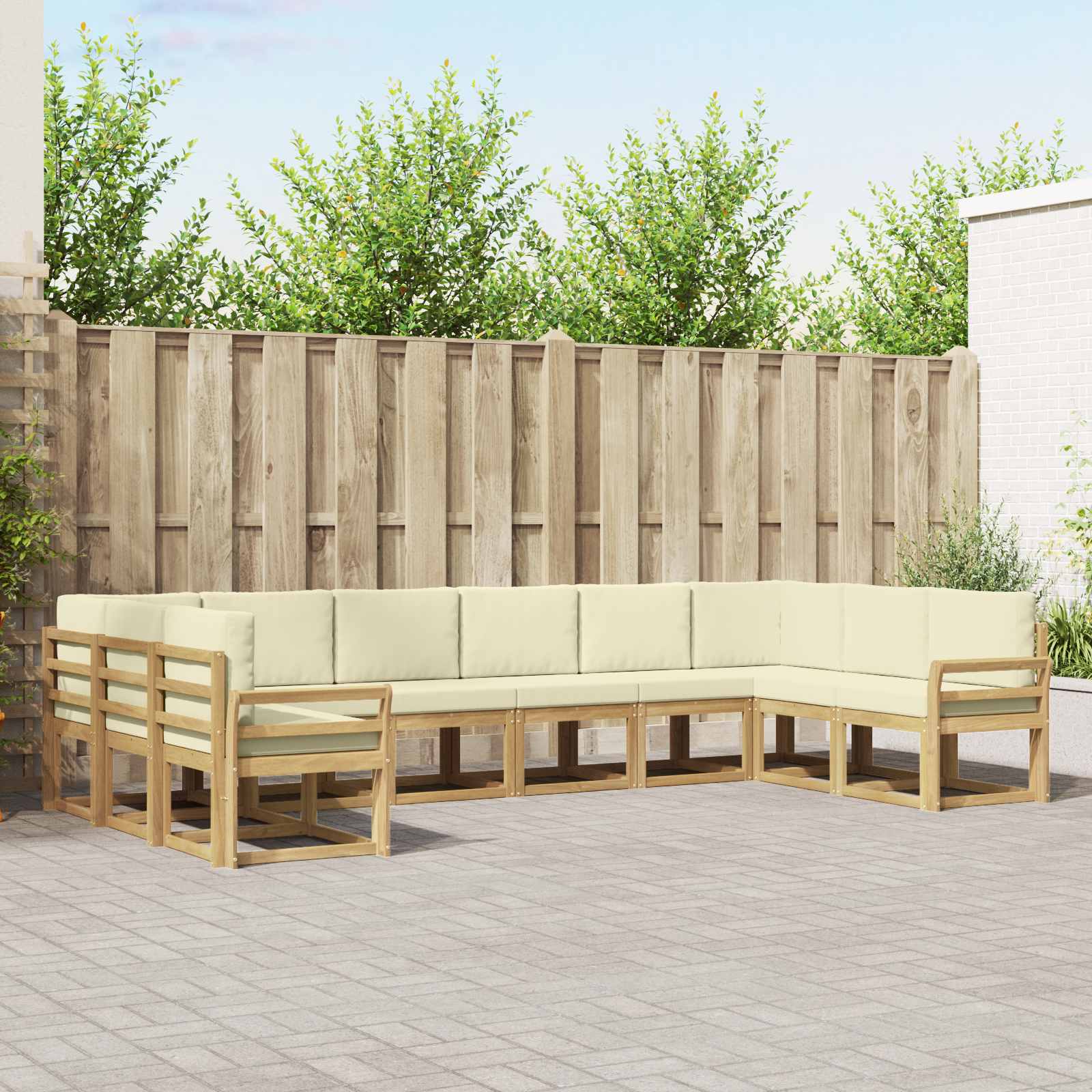 Set vanjskih sofa s jastukom 10 pcs Bijela i krem