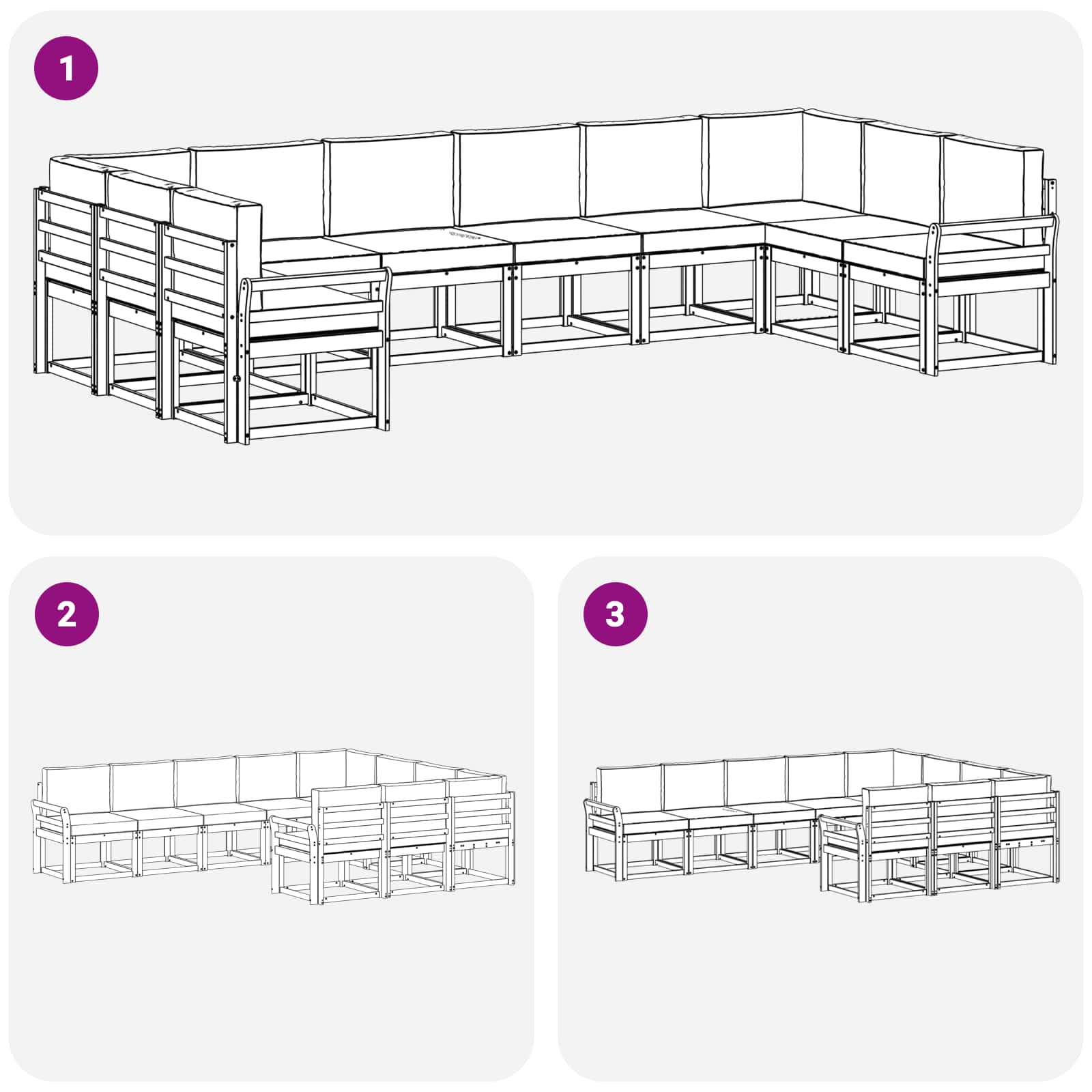 Set vanjskih sofa s jastukom 10 pcs Bijela i krem