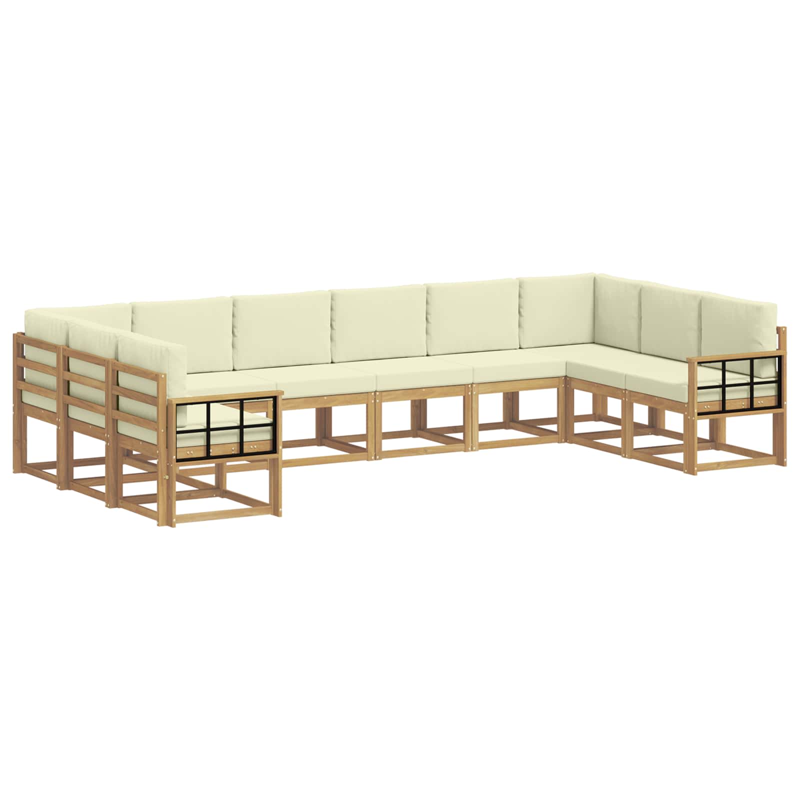 Set vanjskih sofa s jastukom 10 pcs Bijela i krem