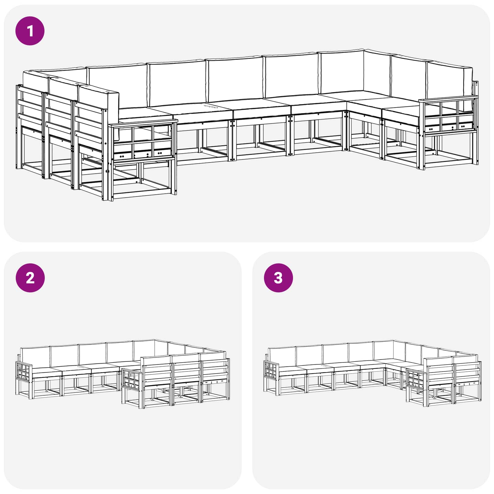 Set vanjskih sofa s jastukom 10 pcs Bijela i krem