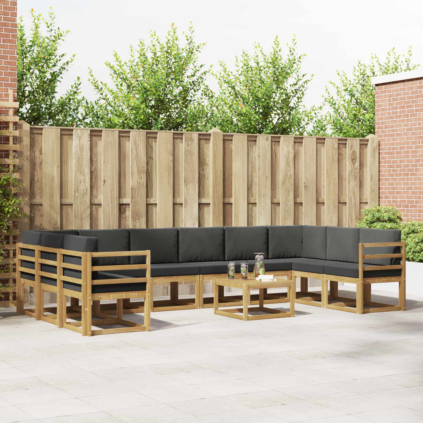 Set vanjskih sofa s jastukom 11 pcs Bijela i antracit