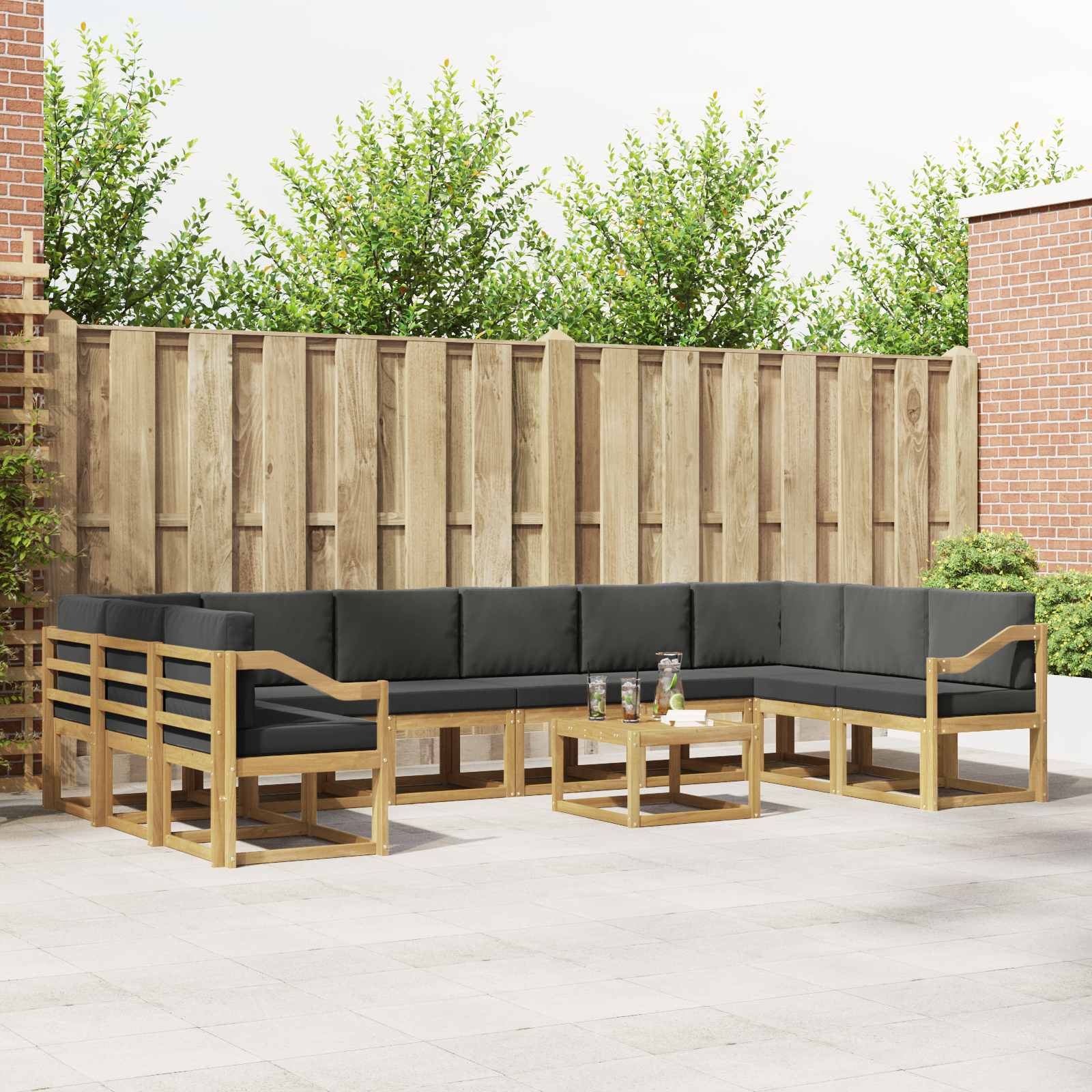 Set vanjskih sofa s jastukom 11 pcs Bijela i antracit