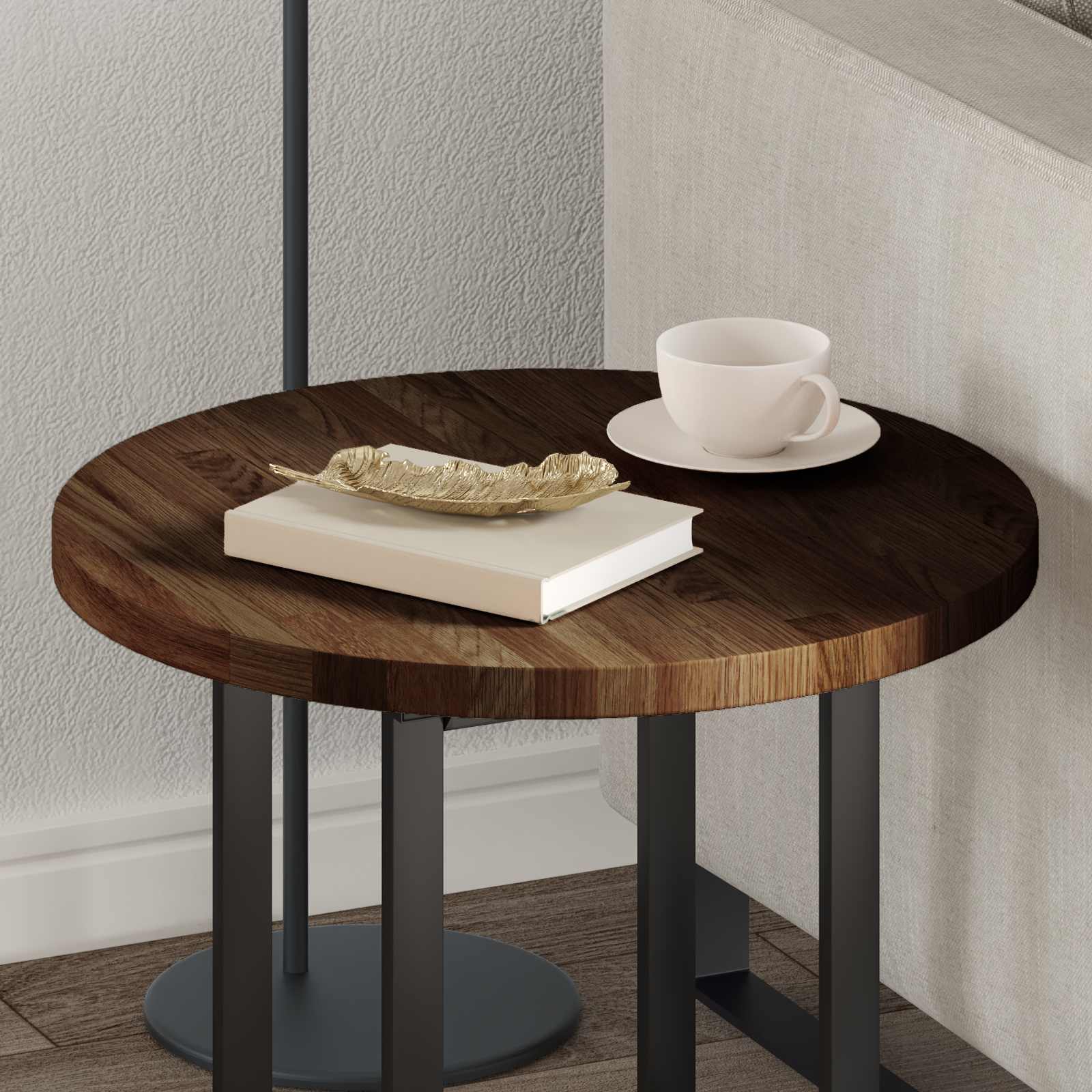 Gornji dio stola Tamno smeđa Ø 50 x 2,5 cm Čvrsto Hrastovo Drvo