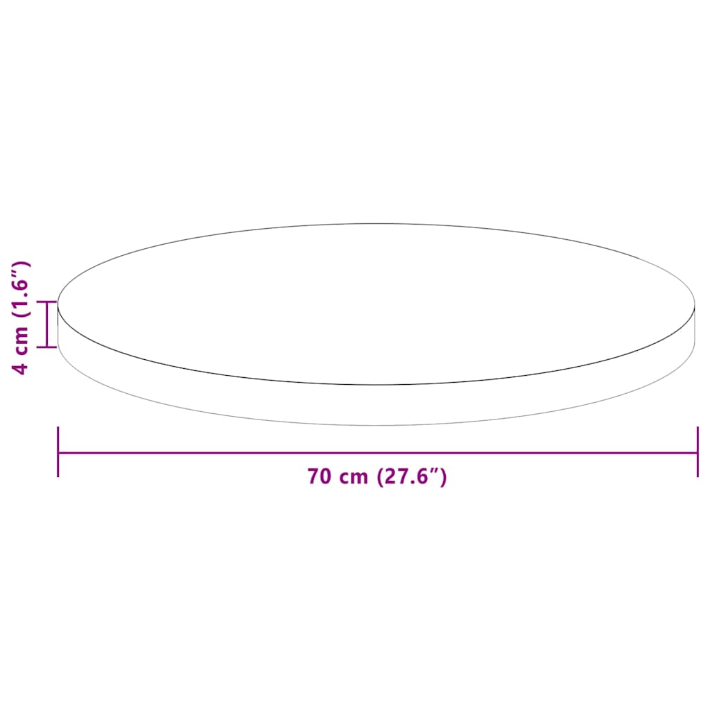 Gornji dio stola Svijetlosmeđa Ø 70 x 4 cm Čvrsto Hrastovo Drvo