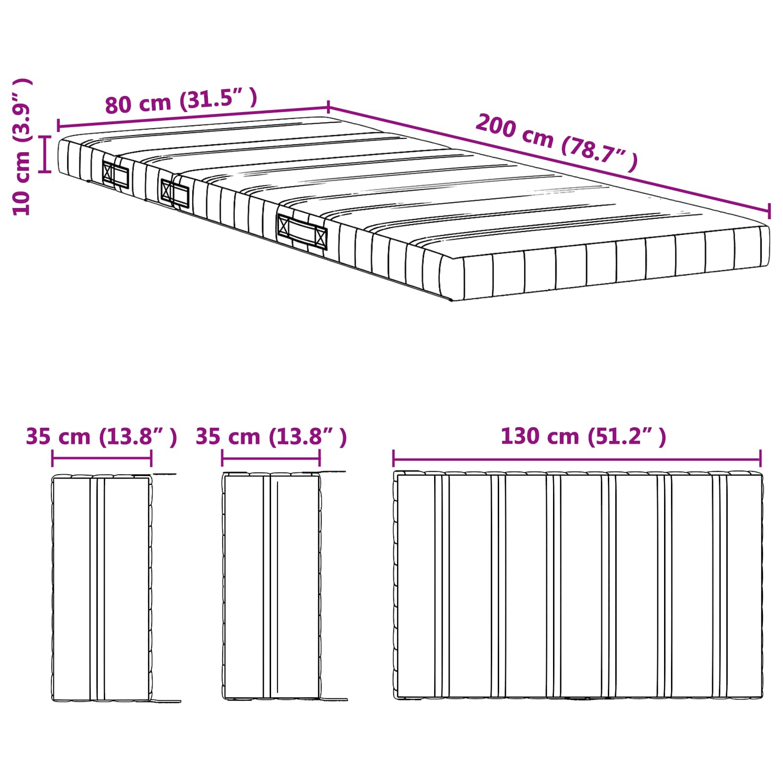Produživa Pjenasta Madrac 80 x 200 cm Bijela