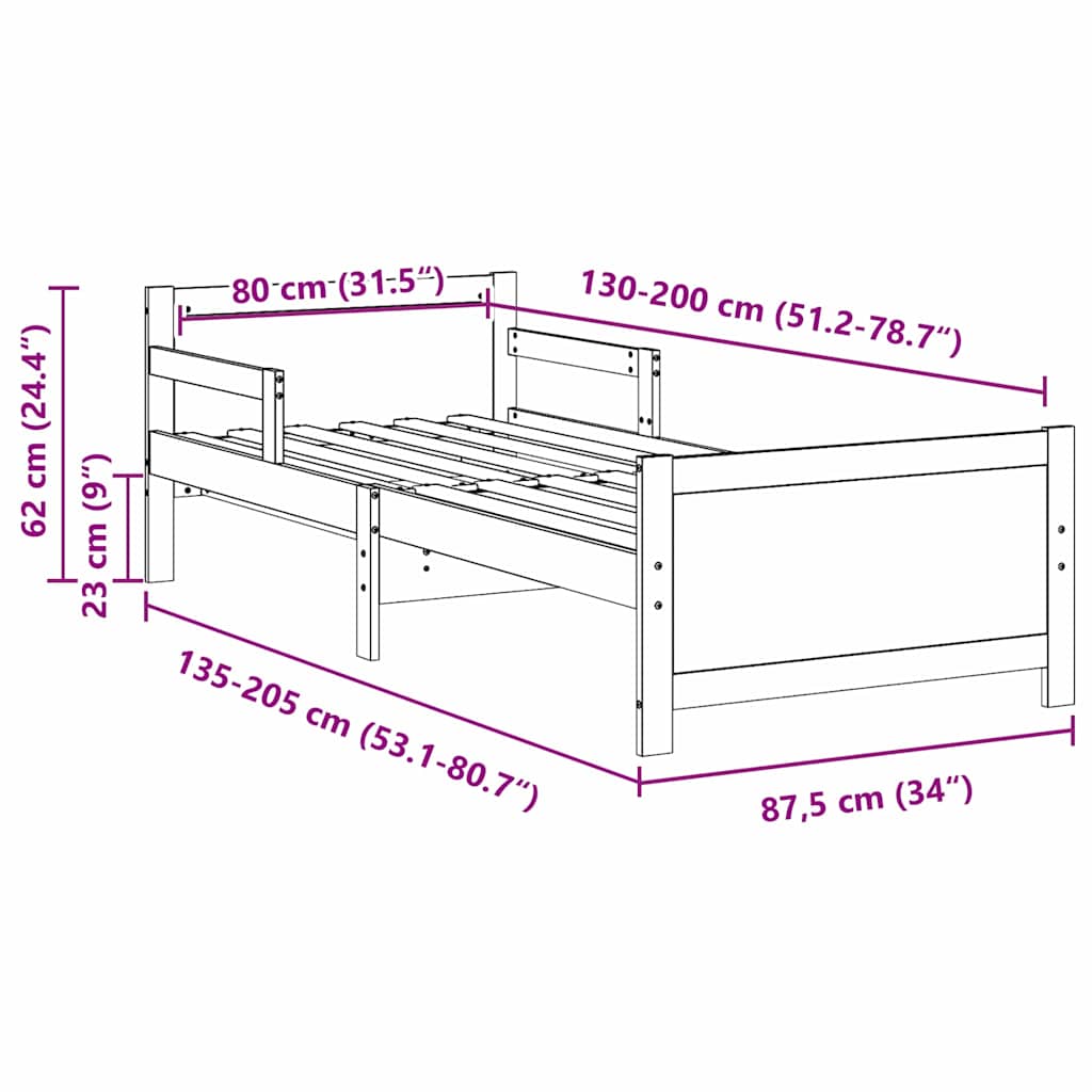 Krevetna konstrukcija Vosak smeđa 80 x 200 cm Konstruirano drvo