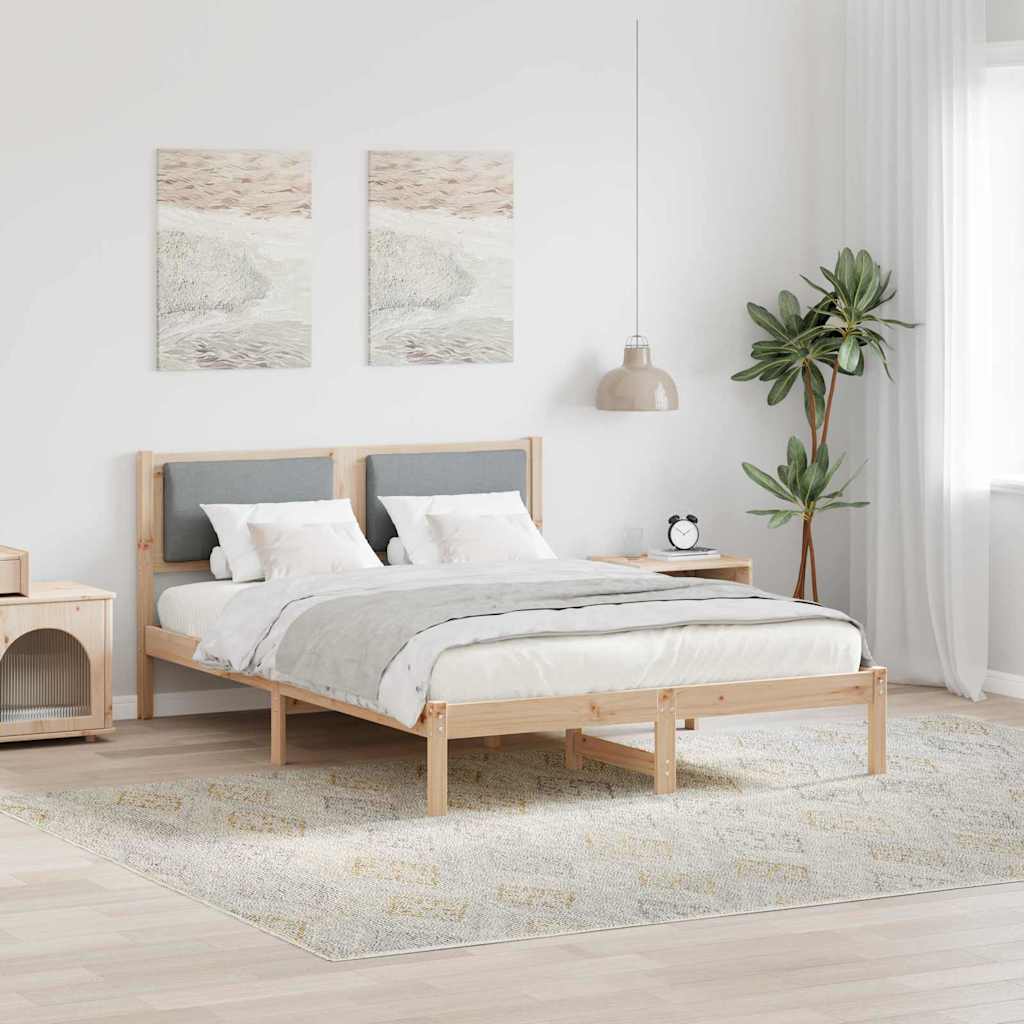 Krevetna konstrukcija s uzglavljem Svijetlo siva 135 x 190 cm