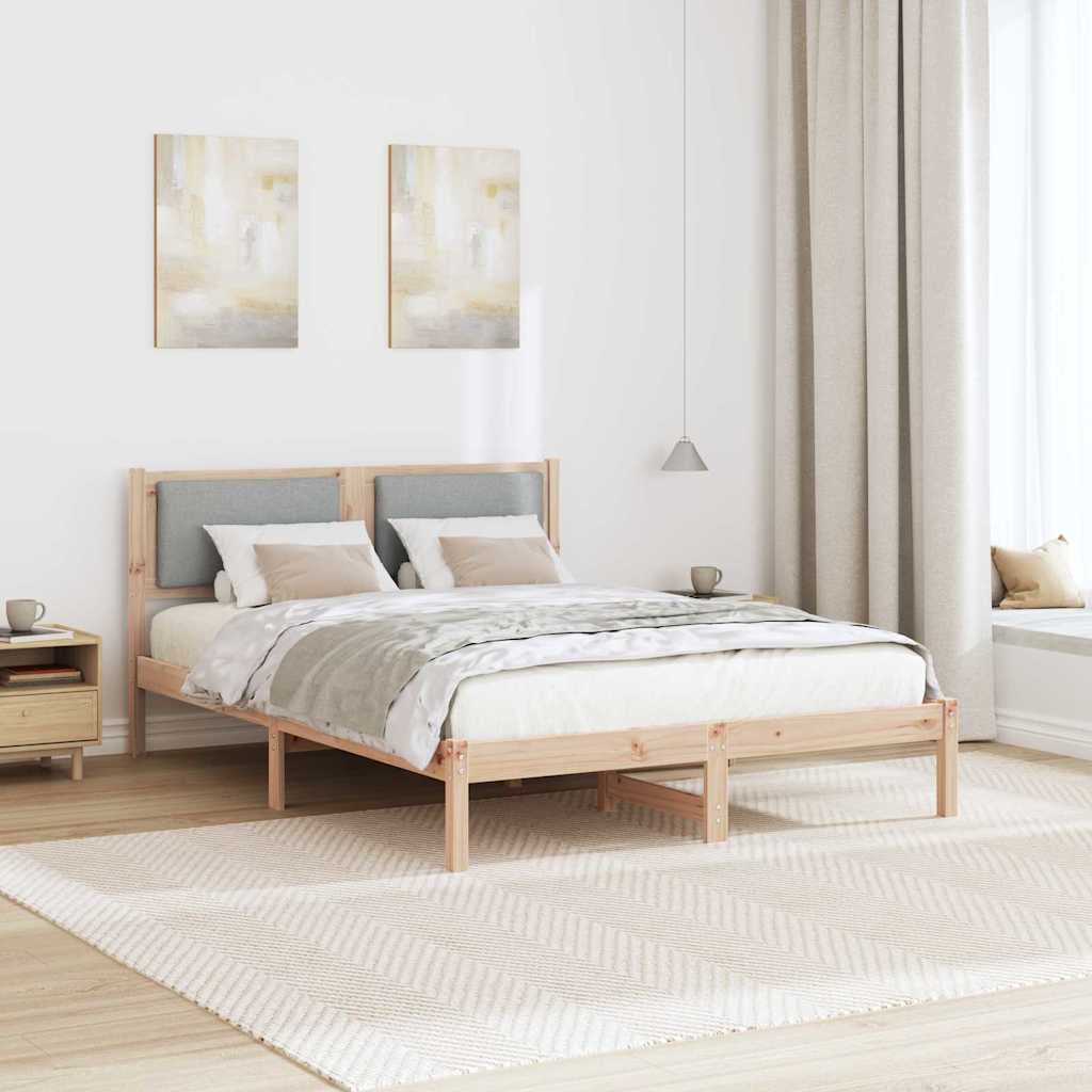 Krevetna konstrukcija s uzglavljem Svijetlo siva 135 x 190 cm