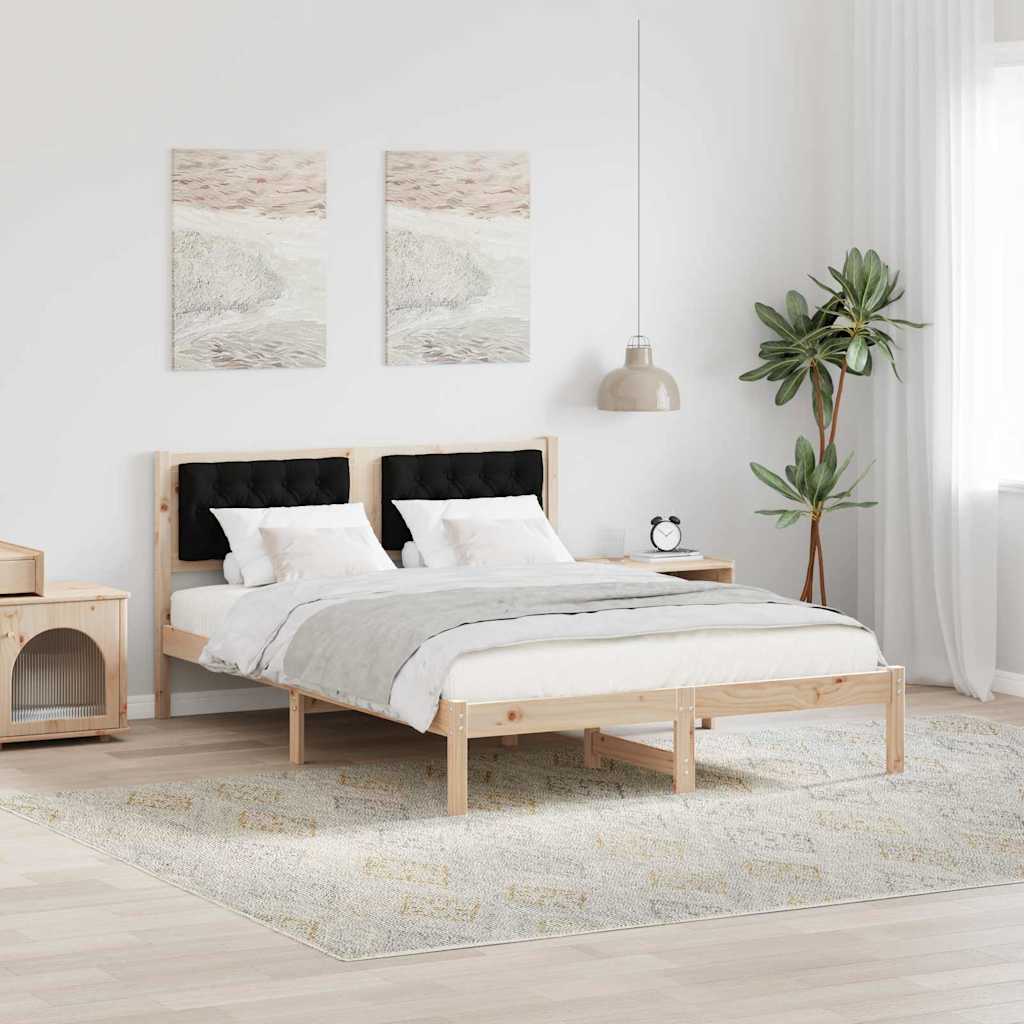 Krevetna konstrukcija Crna 150 x 200 cm Čvrsto borovo drvo