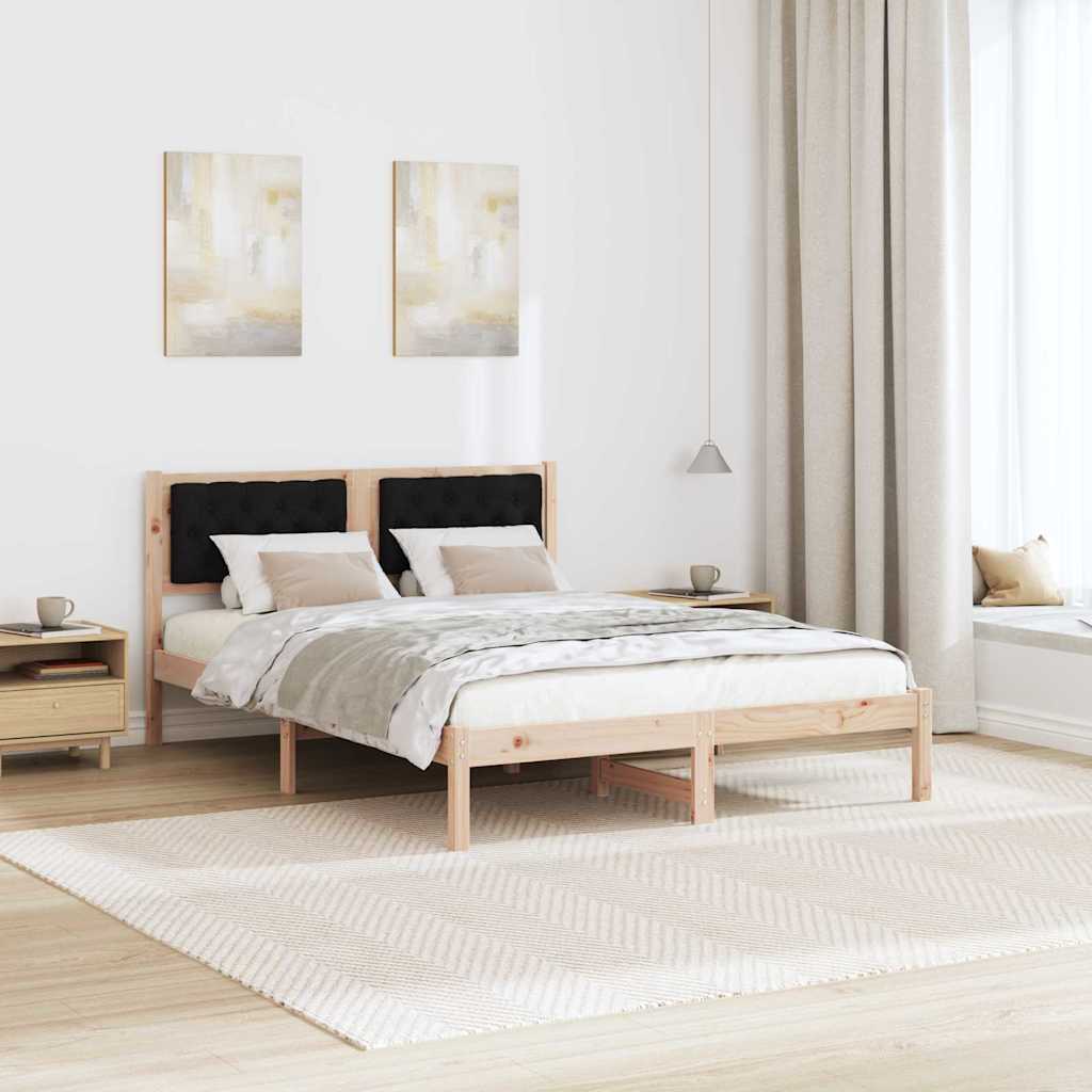 Krevetna konstrukcija Crna 140 x 200 cm Čvrsto borovo drvo