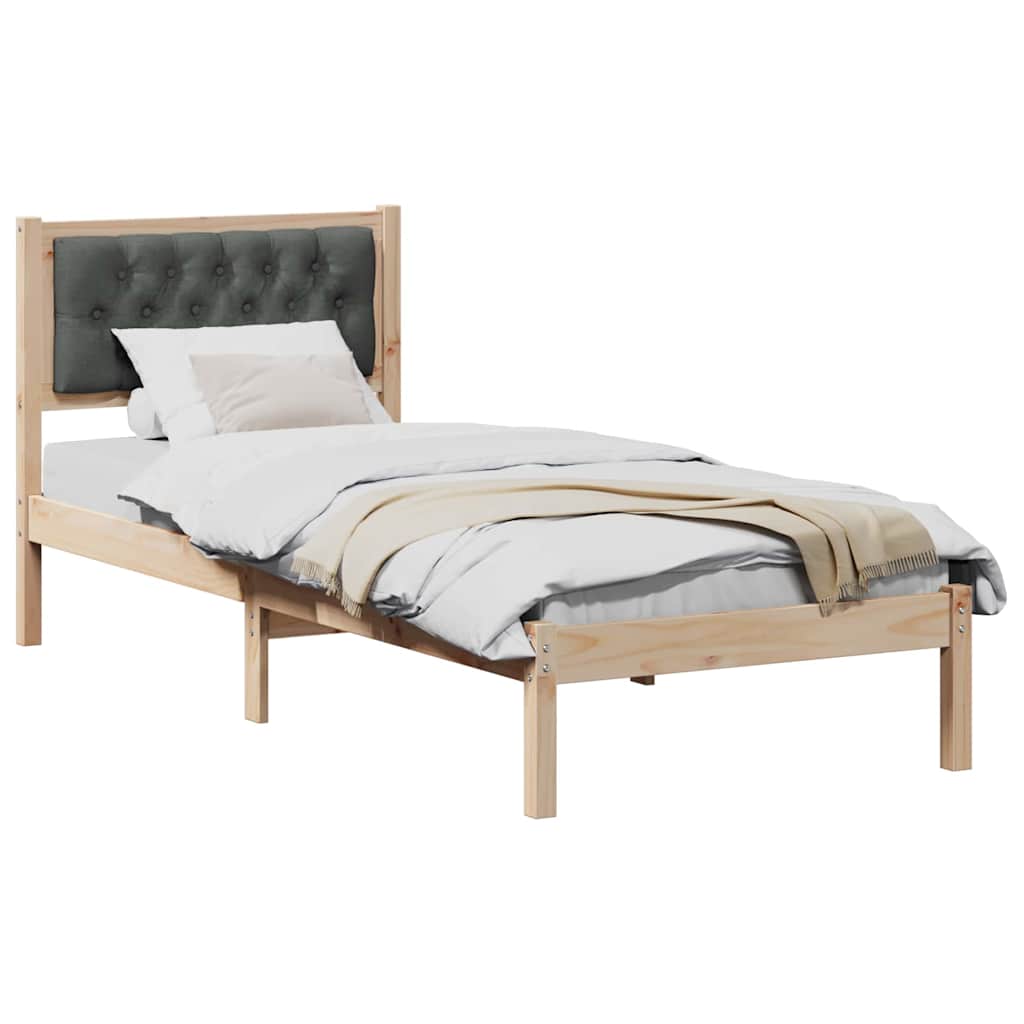 Krevetna konstrukcija Tamno siva 90 x 190 cm Čvrsto borovo drvo