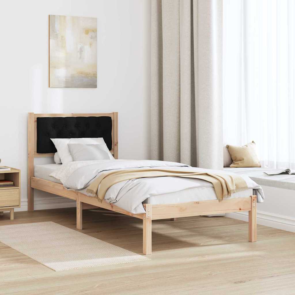 Krevetna konstrukcija Crna 75 x 190 cm Čvrsto borovo drvo