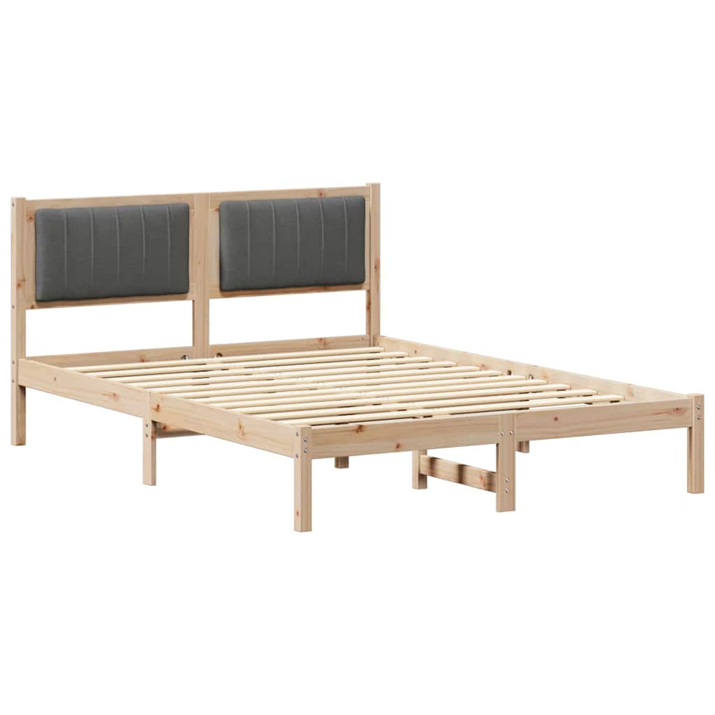 Krevetni okvir s tapiciranim uzglavljem Tamno siva 135 x 190 cm