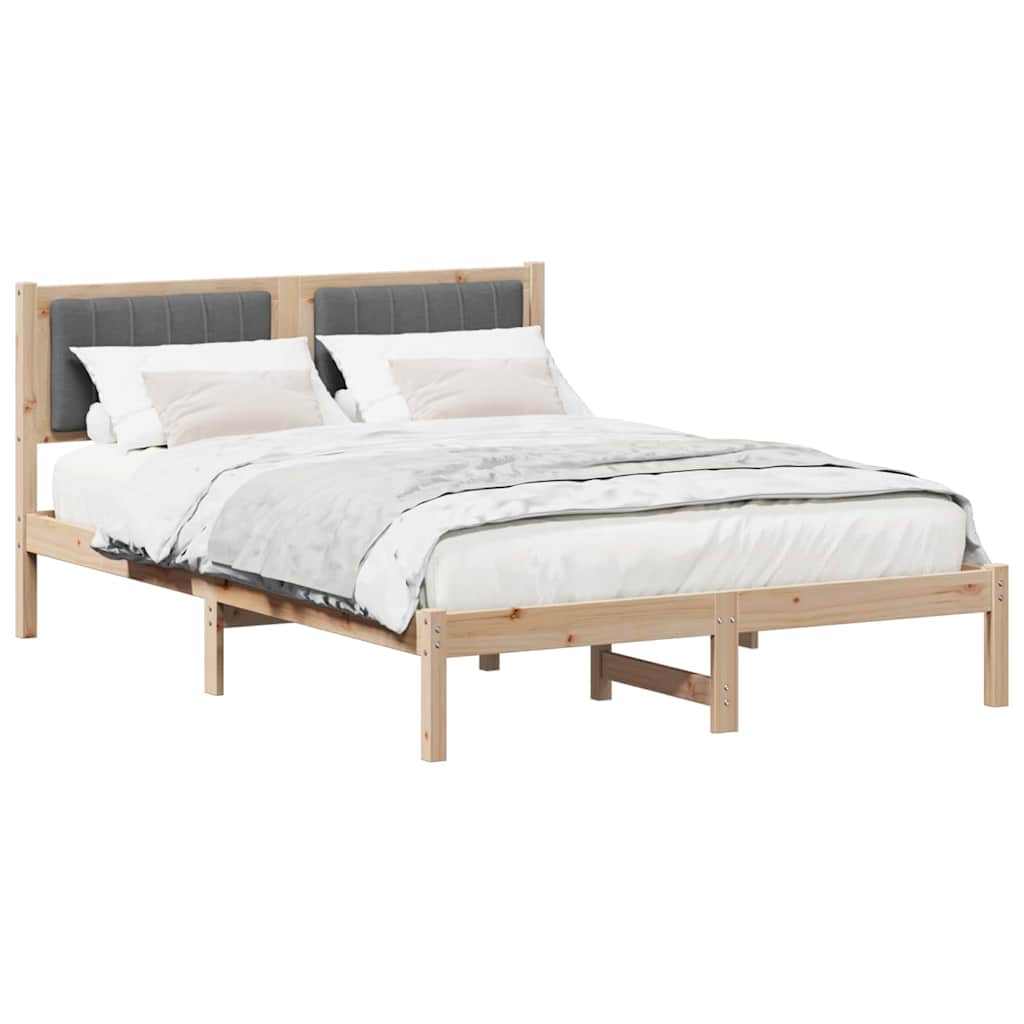 Krevetni okvir s tapiciranim uzglavljem Tamno siva 135 x 190 cm