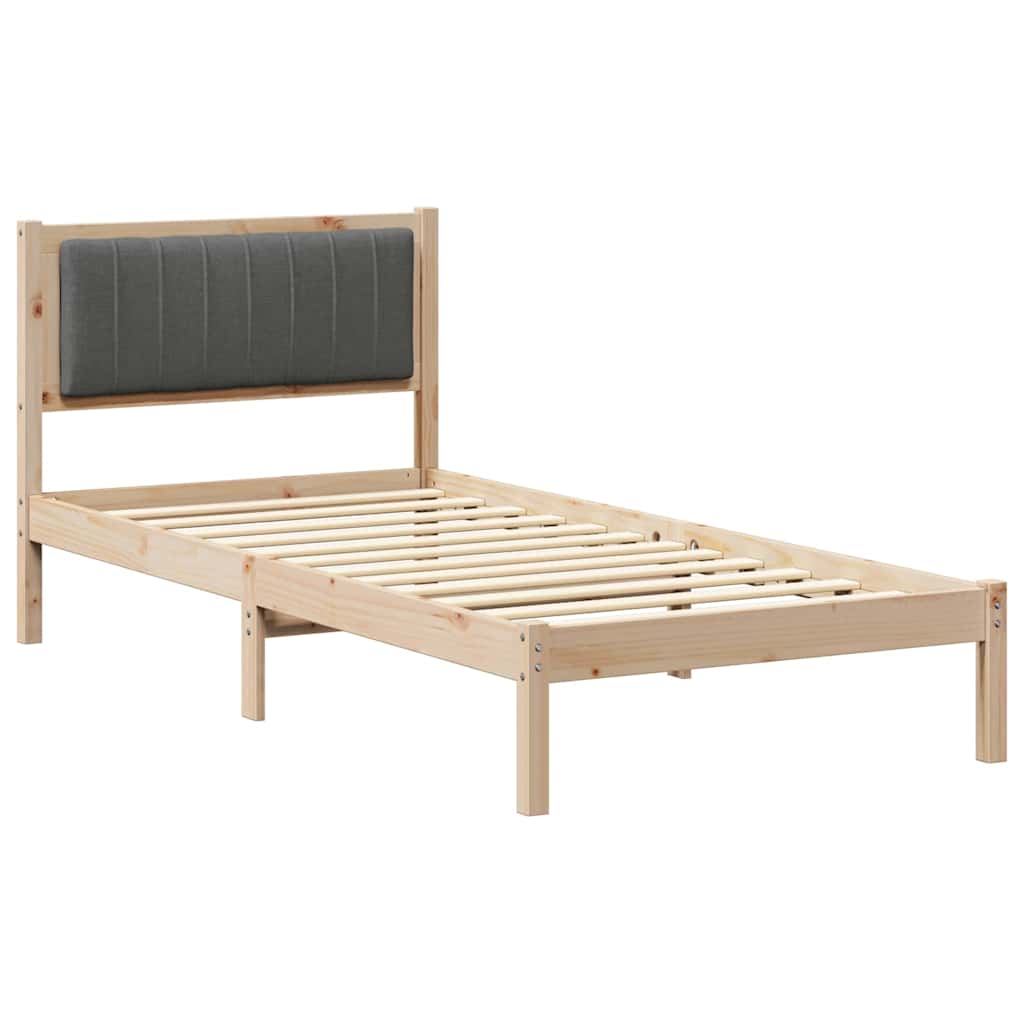 Krevetni okvir s tapiciranim uzglavljem Tamno siva 90 x 190 cm