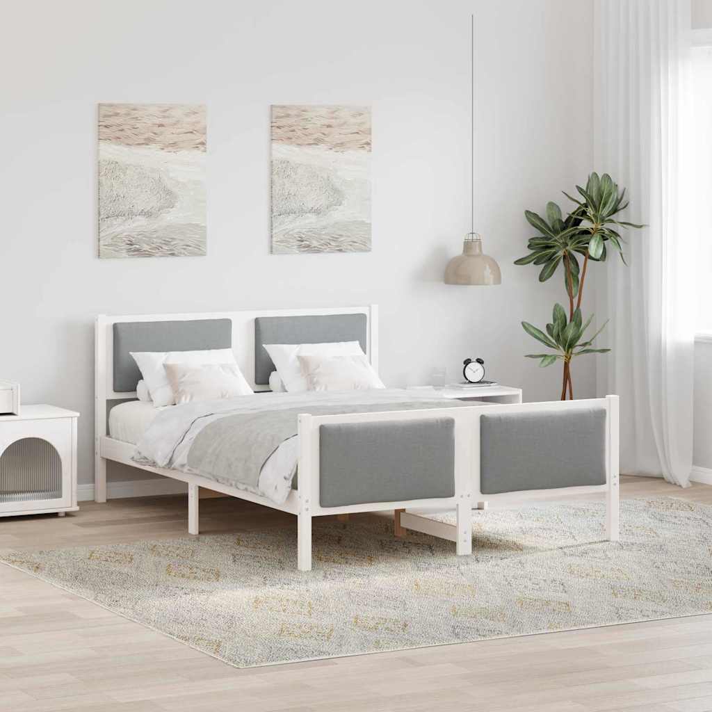 Krevetna konstrukcija Svijetlo siva 140 x 190 cm tkanina