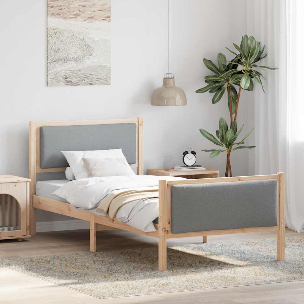 Krevetna konstrukcija Svijetlo siva 100 x 200 cm tkanina