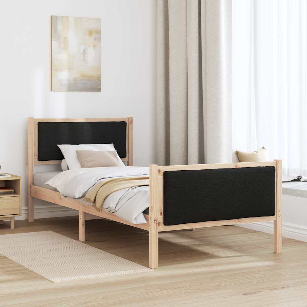 Krevetna konstrukcija s uzglavljem Crna 100 x 200 cm tkanina