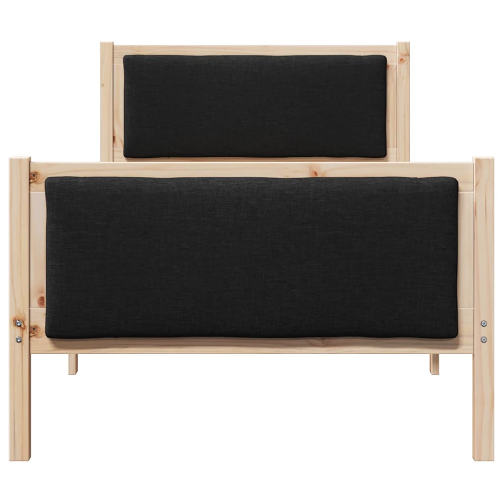 Krevetna konstrukcija s uzglavljem Crna 100 x 200 cm tkanina