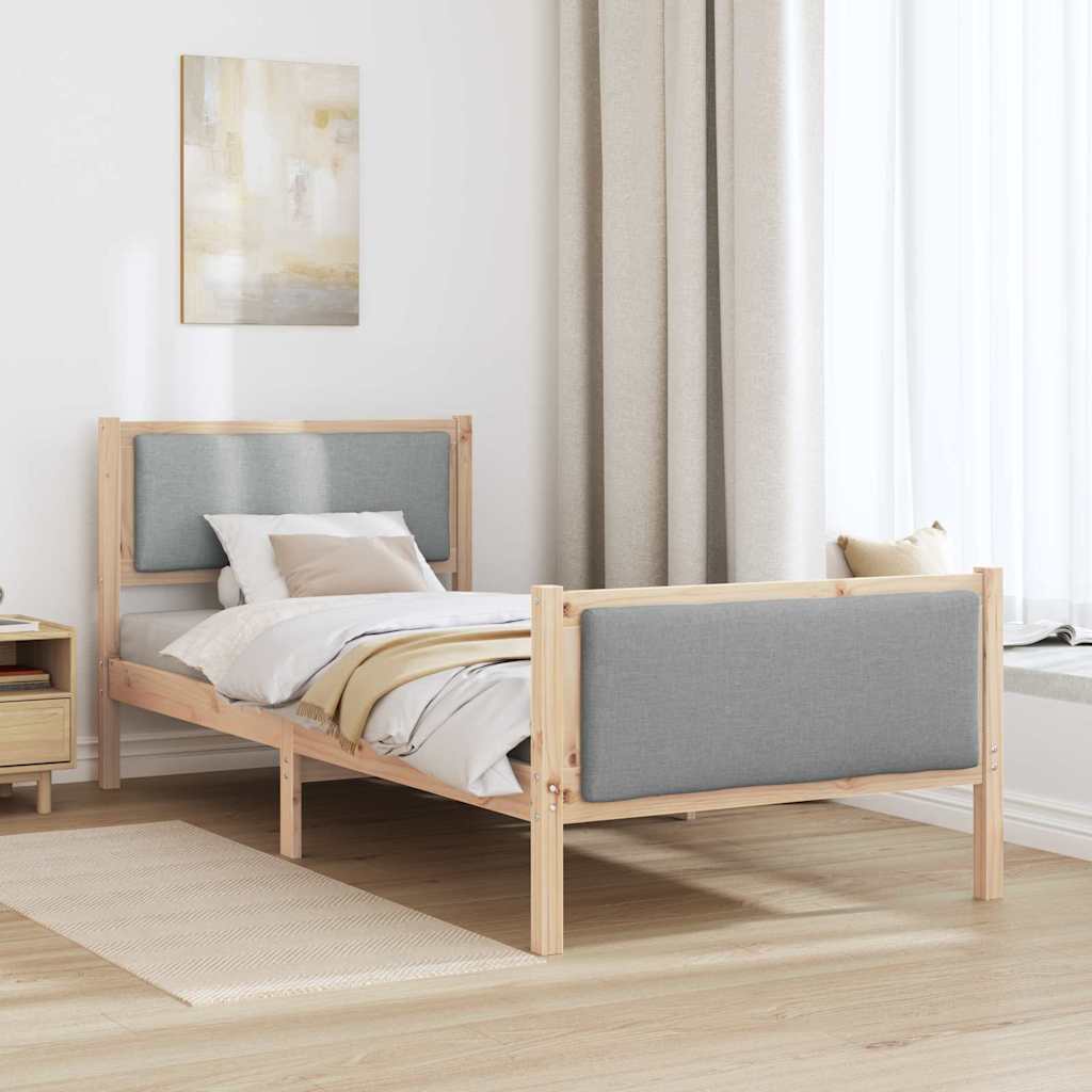 Krevetna konstrukcija Svijetlo siva 90 x 200 cm tkanina