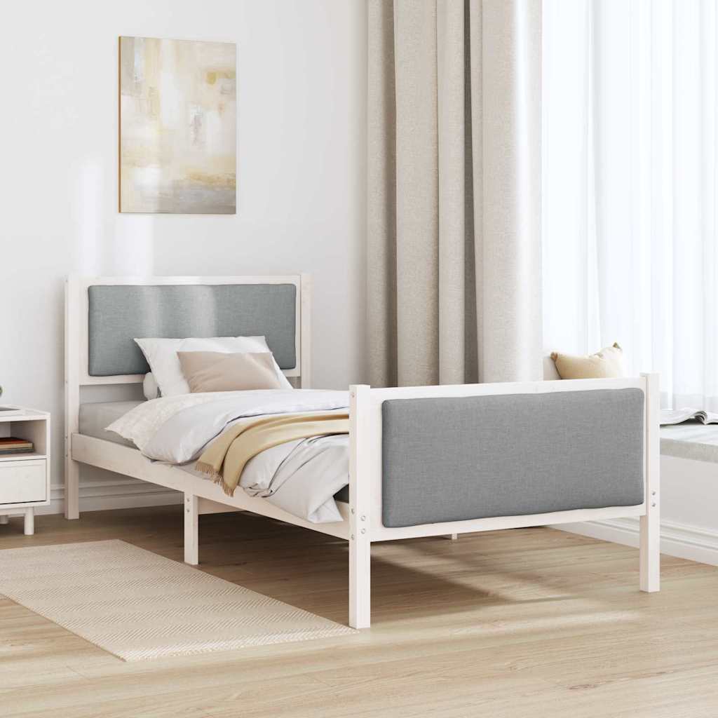 Krevetna konstrukcija Svijetlo siva 90 x 200 cm tkanina