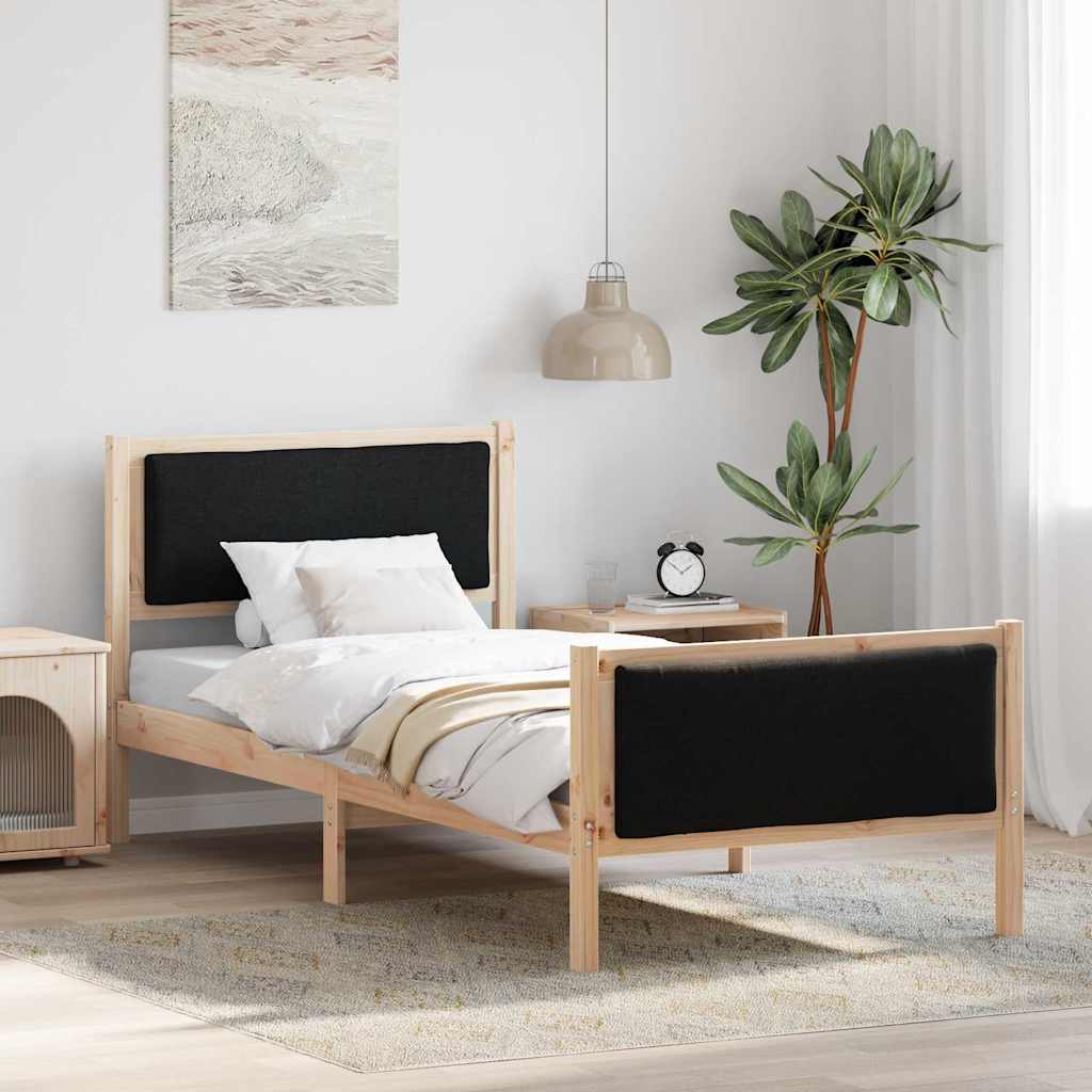 Krevetna konstrukcija s uzglavljem Crna 90 x 190 cm tkanina