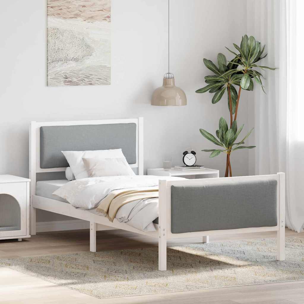 Krevetna konstrukcija Svijetlo siva 90 x 190 cm tkanina