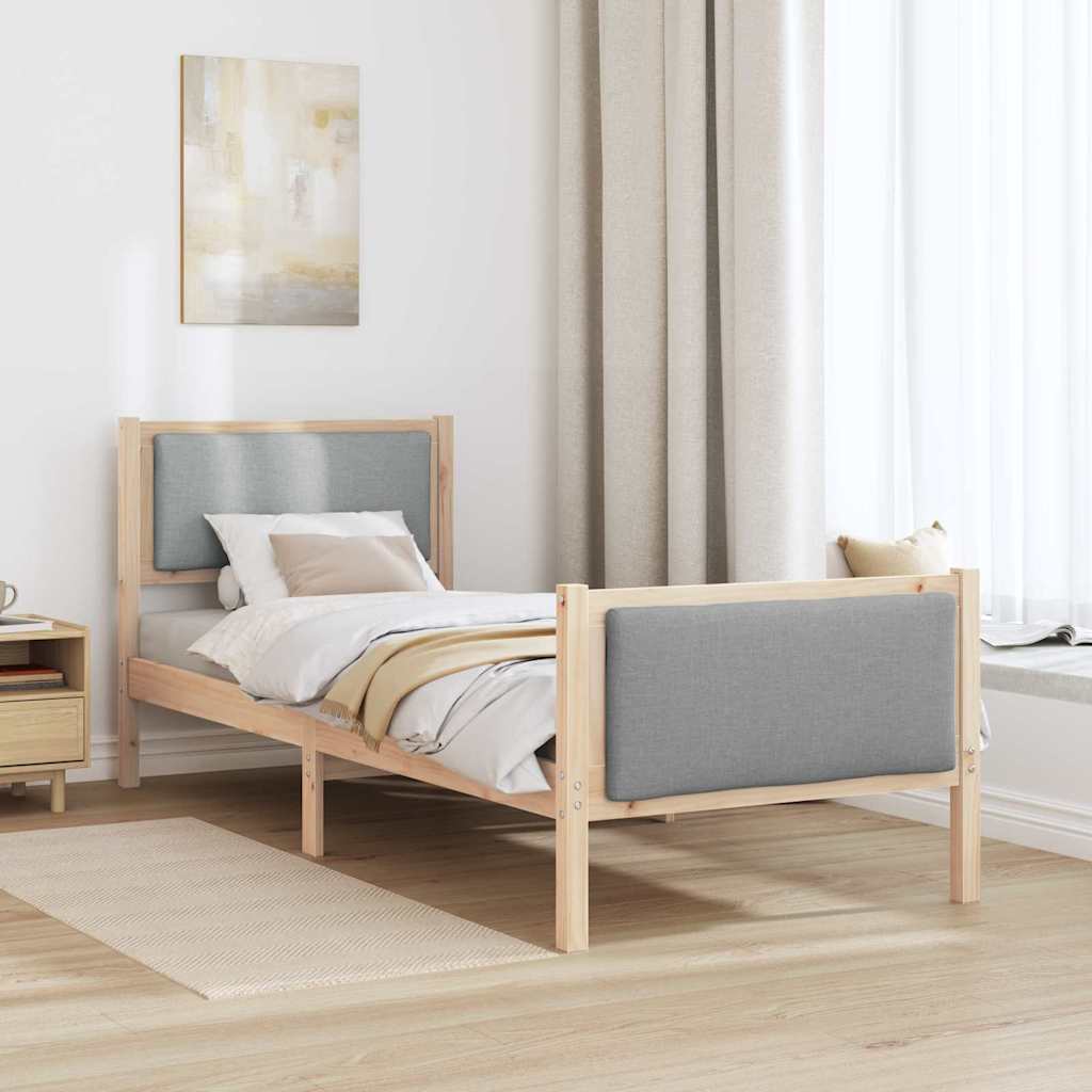 Krevetna konstrukcija Svijetlo siva 75 x 190 cm tkanina