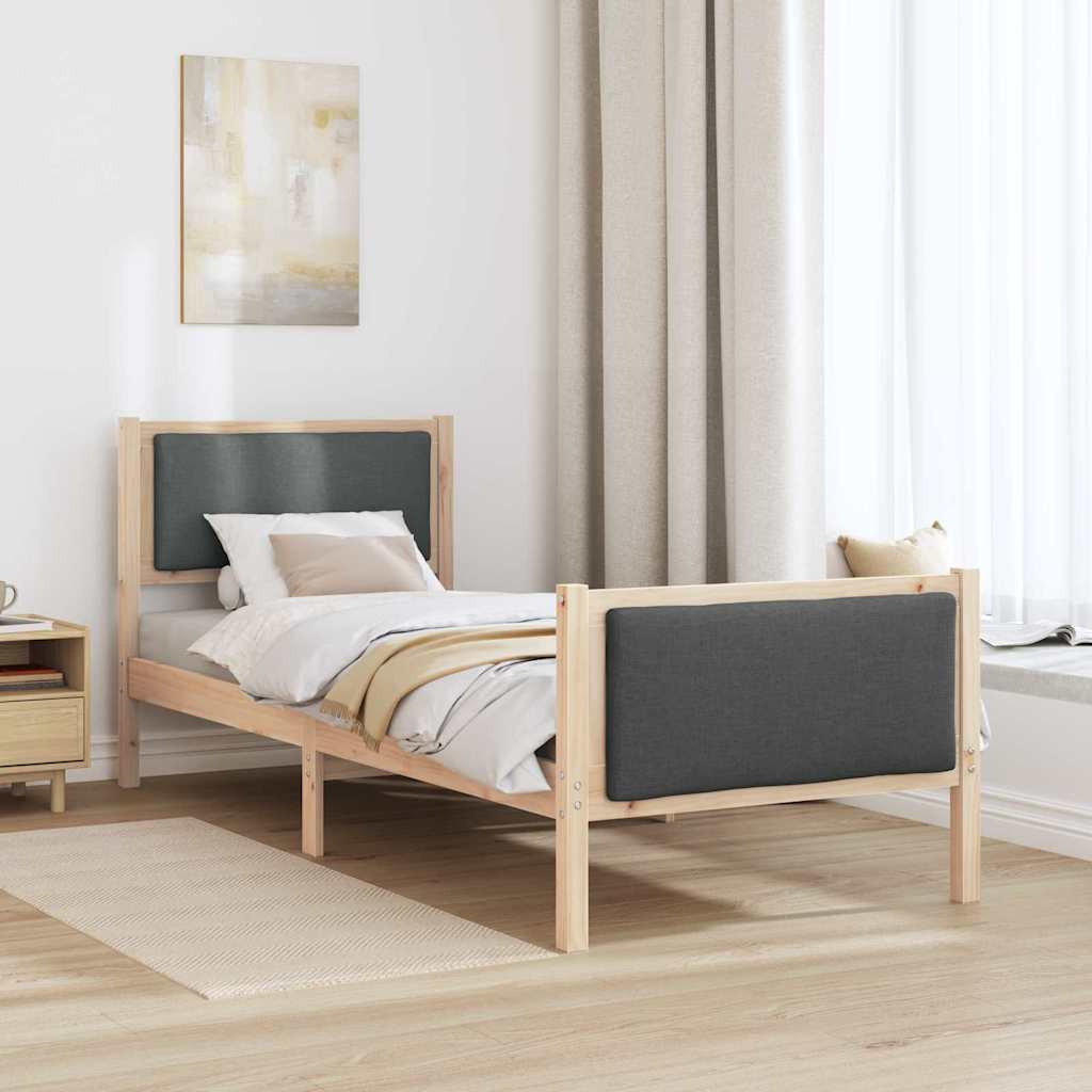 Krevetna konstrukcija Tamno siva 75 x 190 cm tkanina