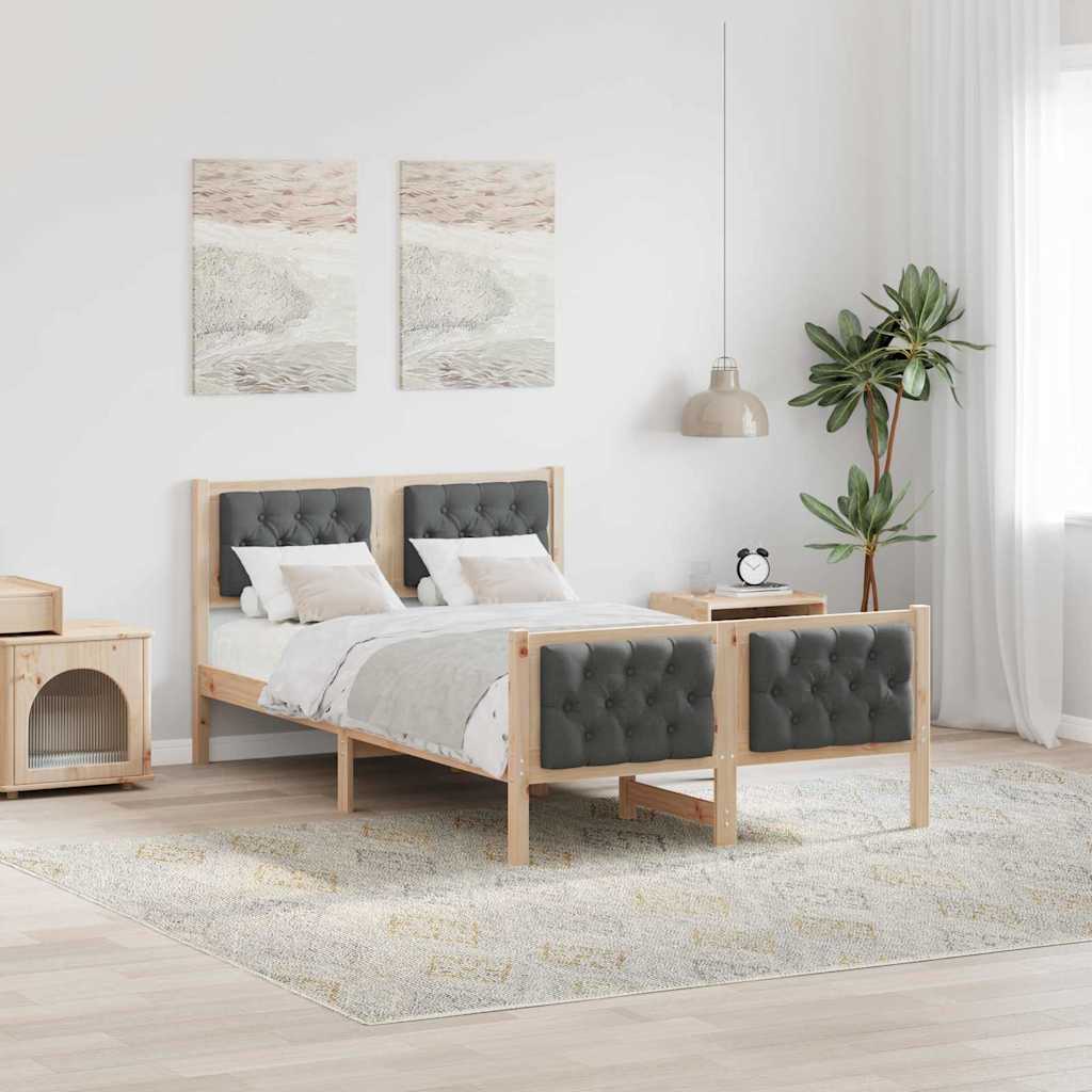 Krevetna konstrukcija s uzglavljem Tamno siva 135 x 190 cm