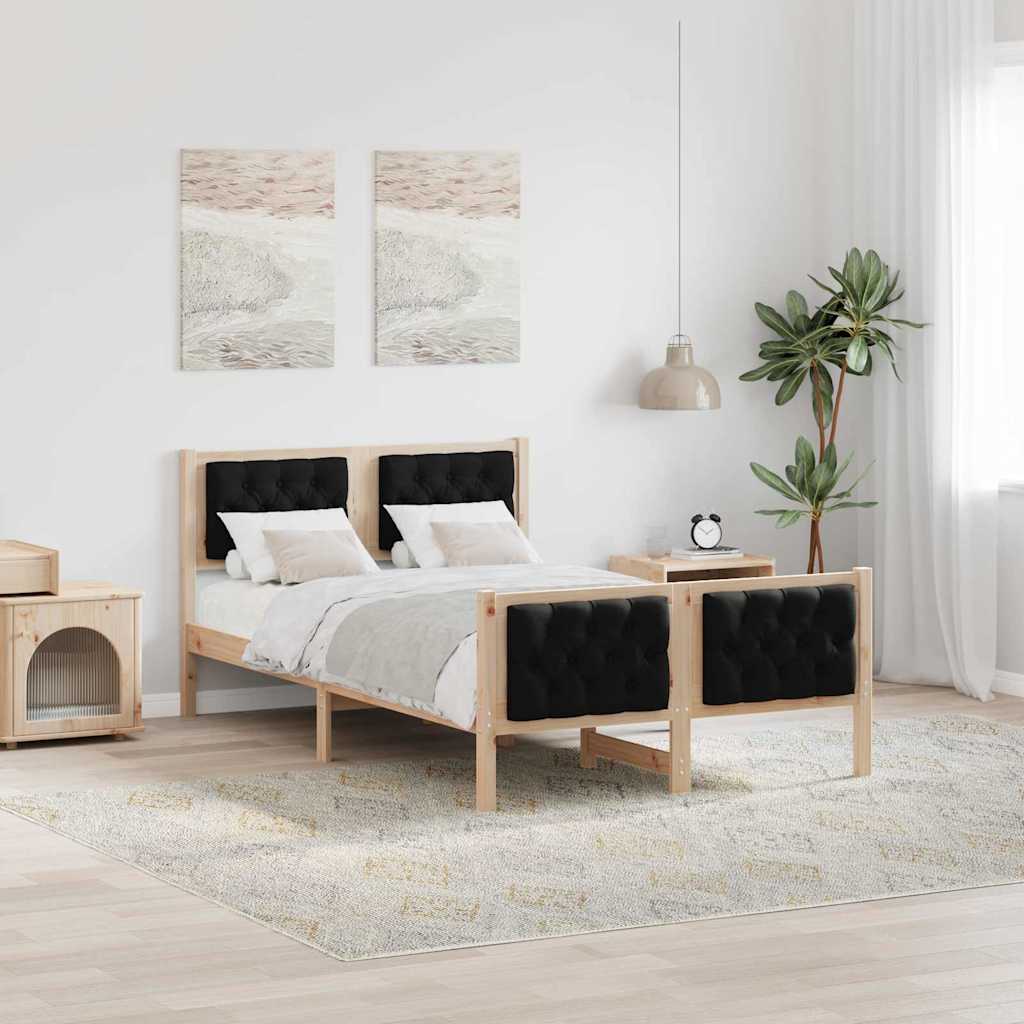 Krevetna konstrukcija Crna 135 x 190 cm Čvrsto borovo drvo