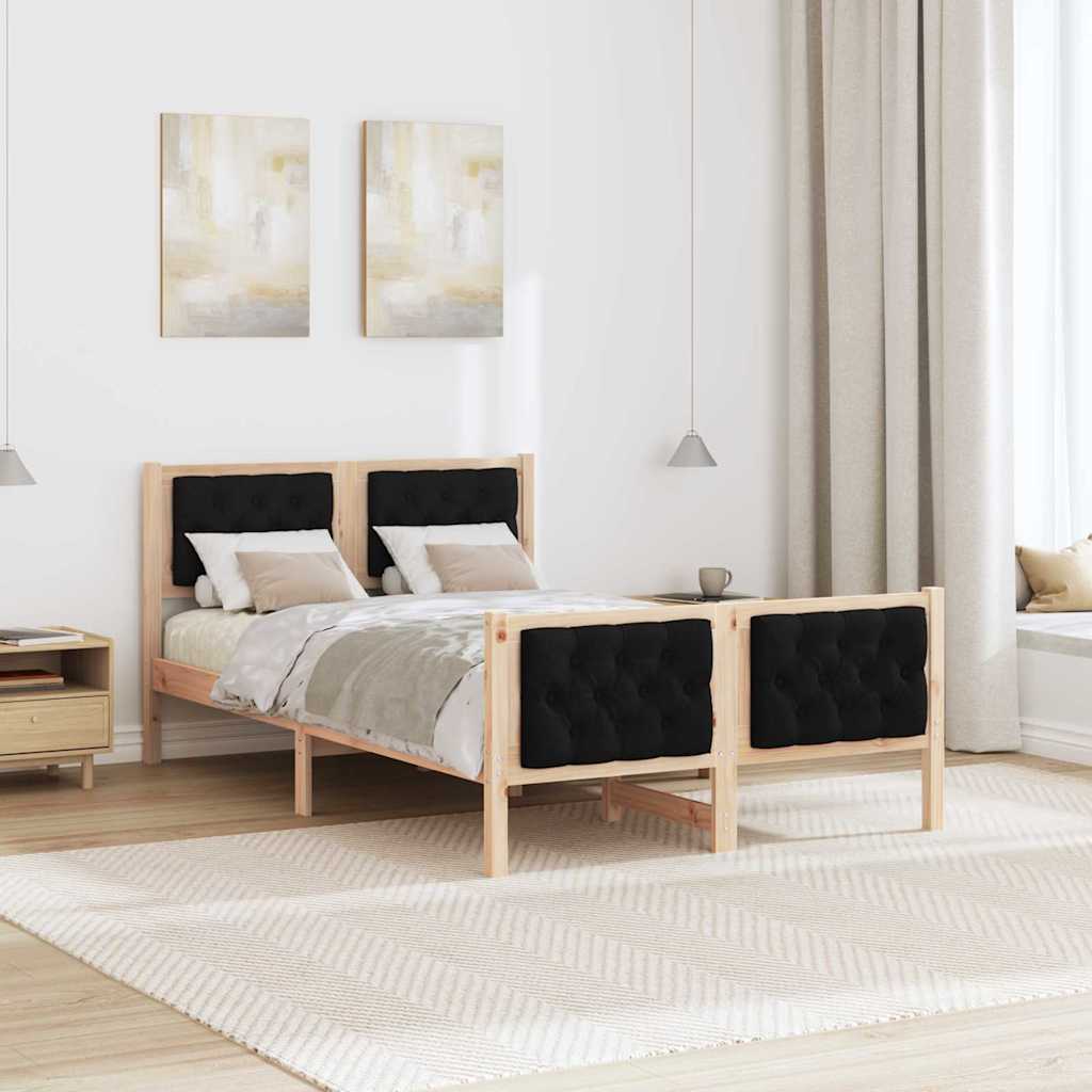 Krevetna konstrukcija Crna 135 x 190 cm Čvrsto borovo drvo