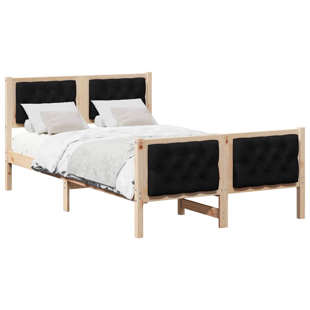 Krevetna konstrukcija Crna 135 x 190 cm Čvrsto borovo drvo
