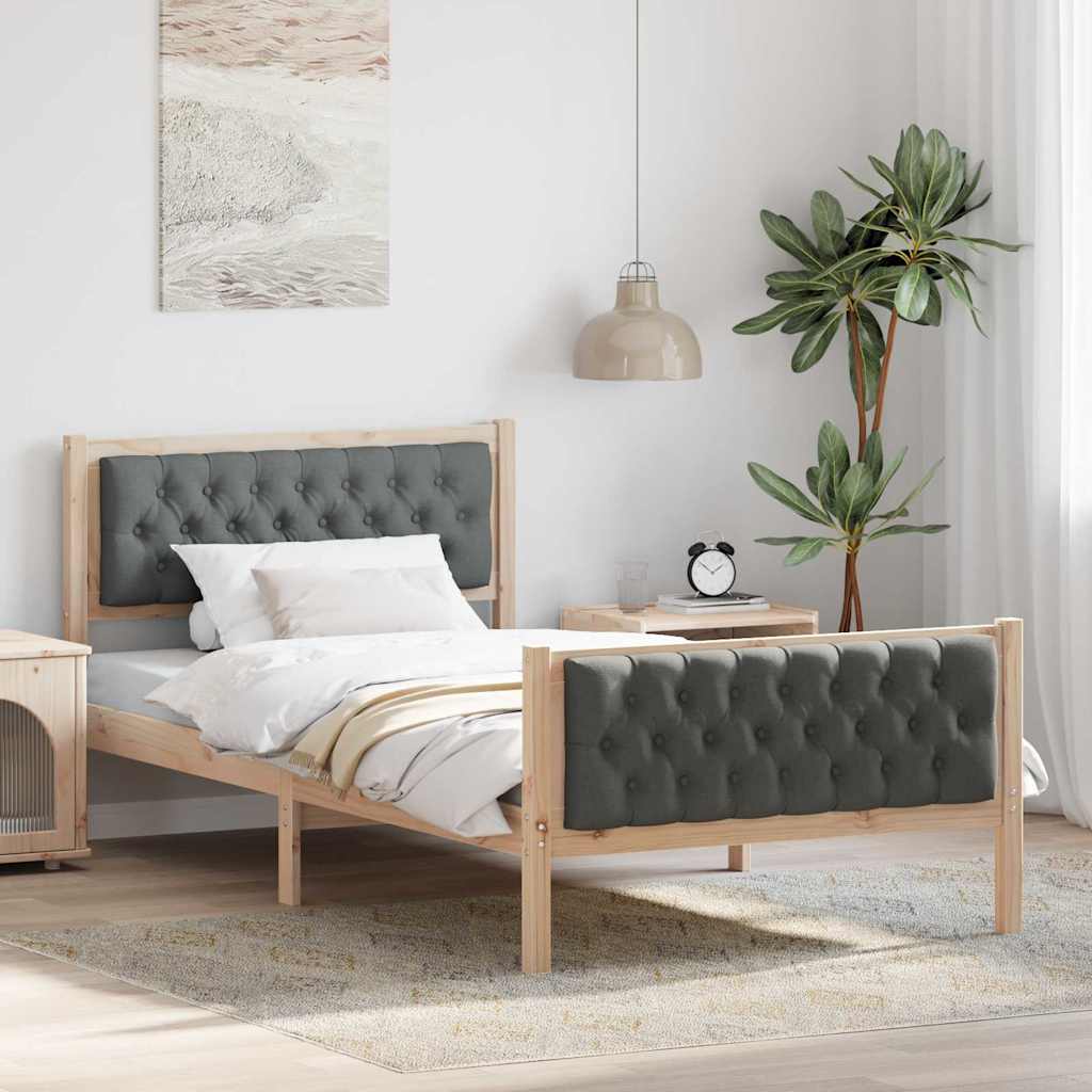 Krevetna konstrukcija s uzglavljem Tamno siva 100 x 200 cm