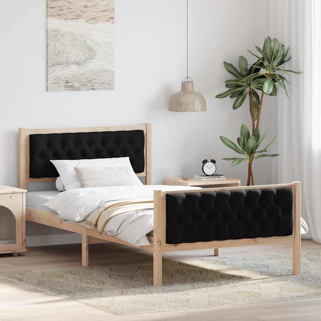 Krevetna konstrukcija Crna 100 x 200 cm Čvrsto borovo drvo