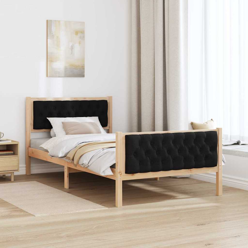Krevetna konstrukcija Crna 100 x 200 cm Čvrsto borovo drvo