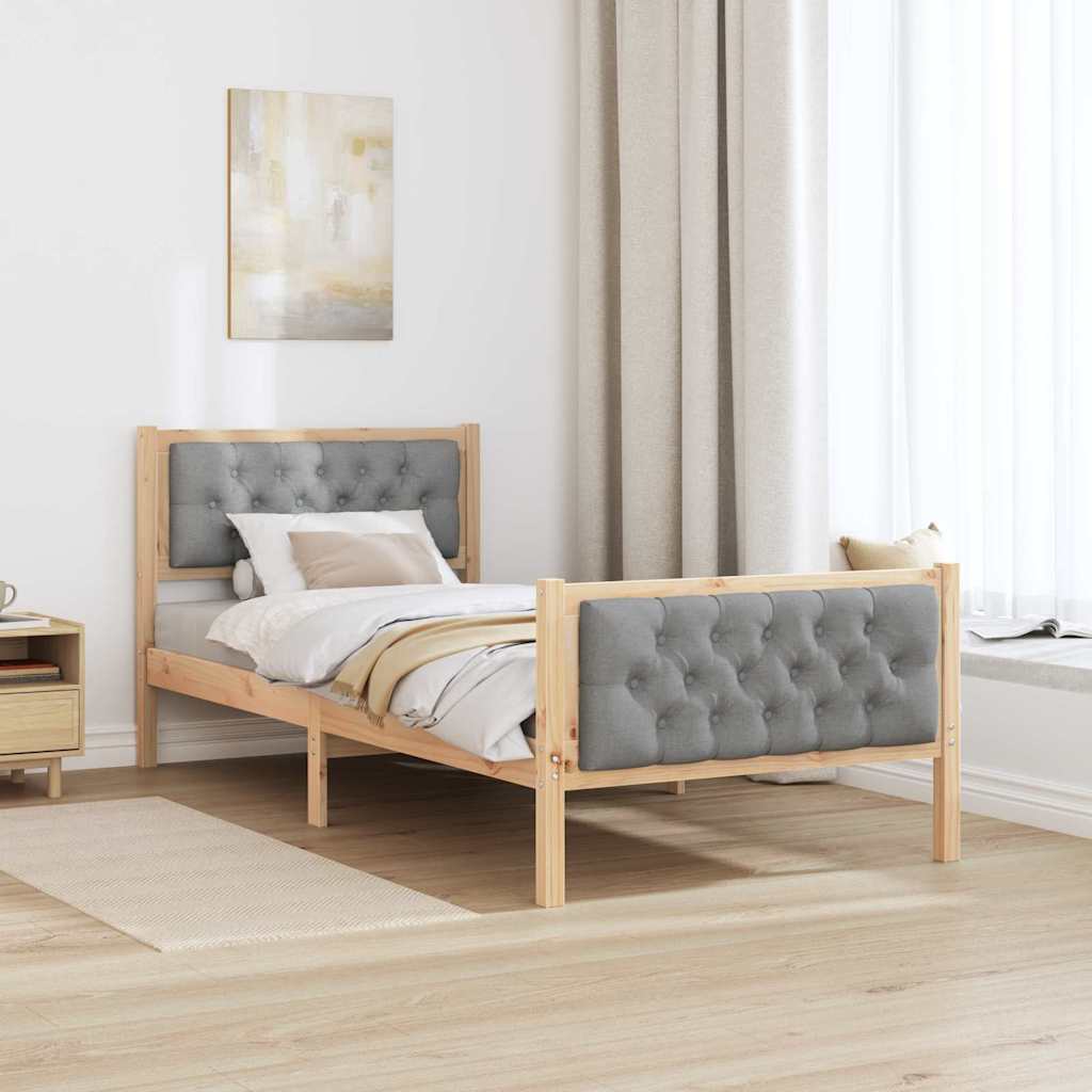 Krevetna konstrukcija s uzglavljem Svijetlo siva 90 x 200 cm
