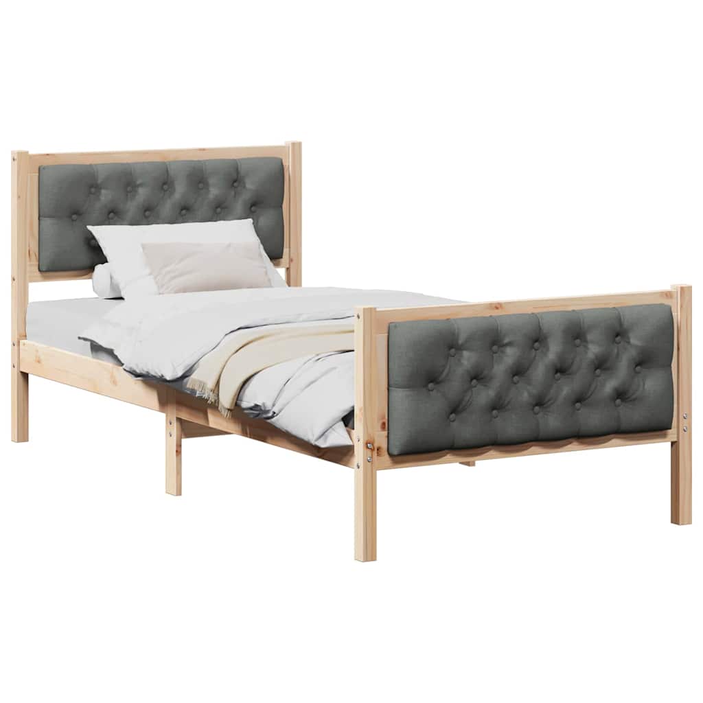 Krevetna konstrukcija Tamno siva 90 x 200 cm Čvrsto borovo drvo