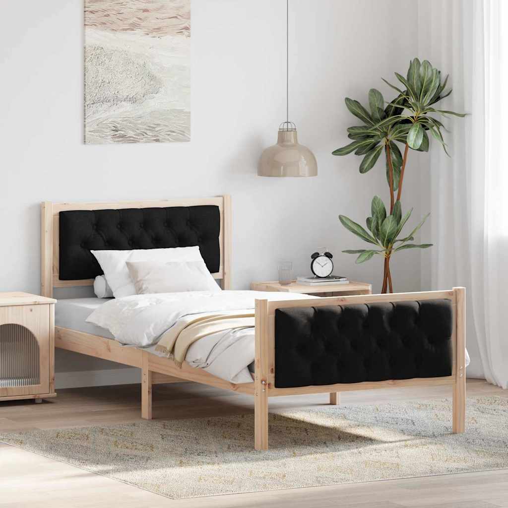 Krevetna konstrukcija Crna 90 x 200 cm Čvrsto borovo drvo