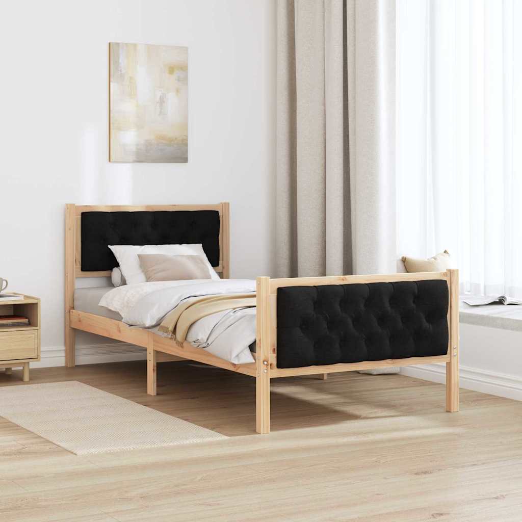 Krevetna konstrukcija Crna 90 x 200 cm Čvrsto borovo drvo